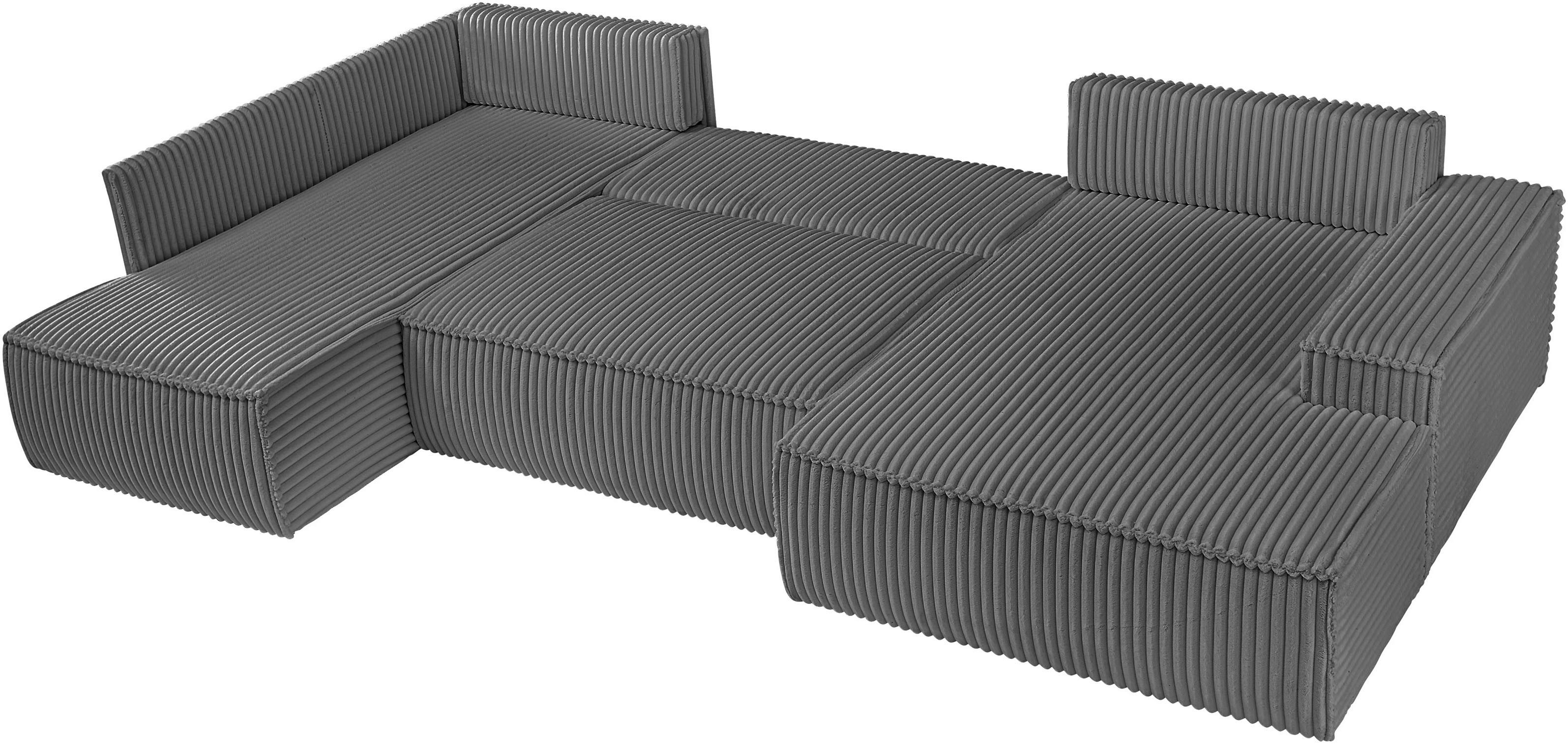 andas Zithoek FINNLEY U-model XXL 329 cm, bedbank, slaapfunctie m. bedkist