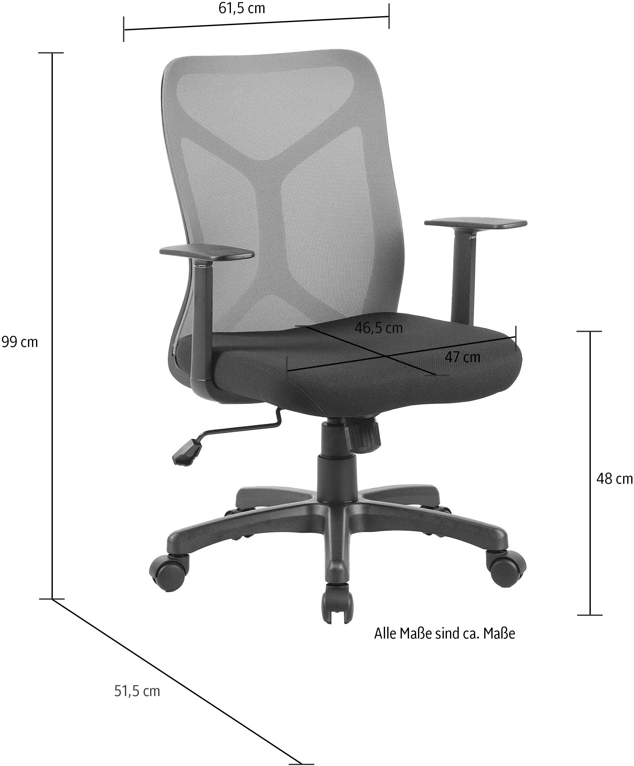 byLIVING Draaistoel Bone moderne bureaustoel met ventilerende netstof (1 stuk)
