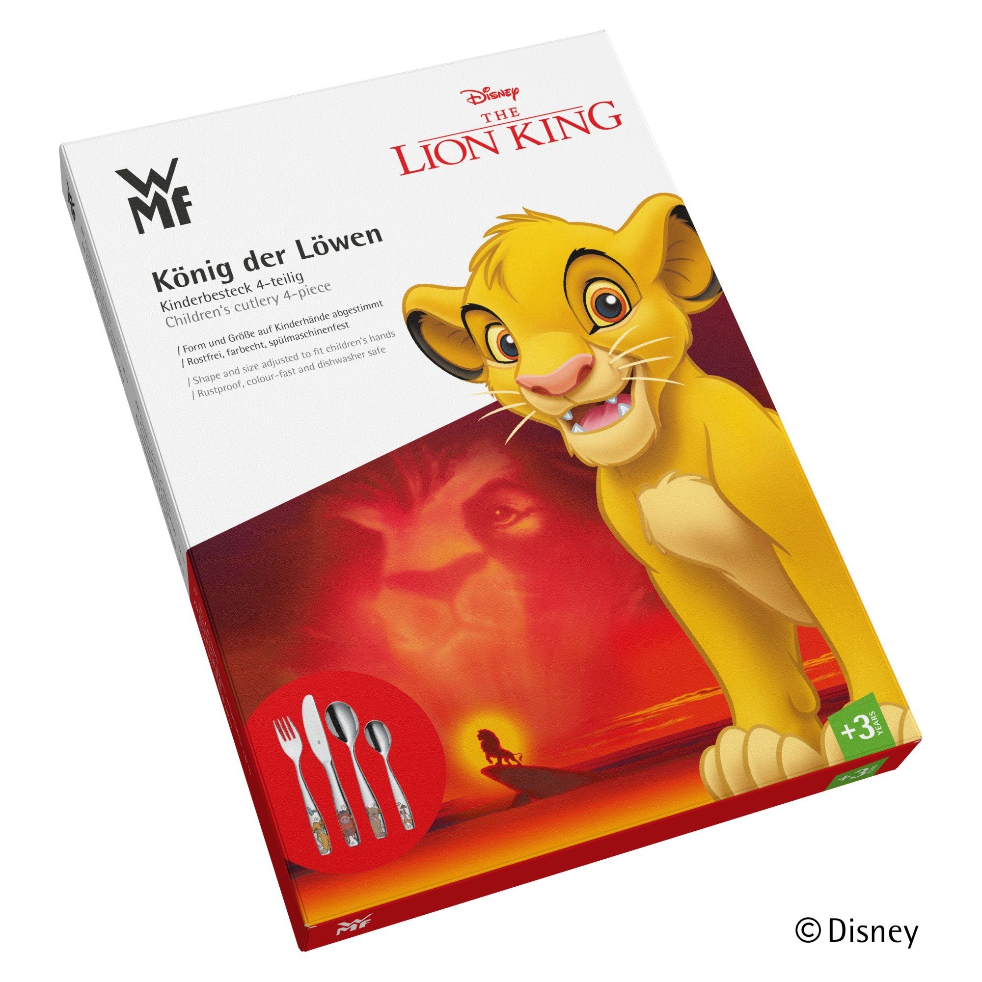 WMF Kinderbestek Lion King Kindermes met lichte golfsnede (set, 4-delig)