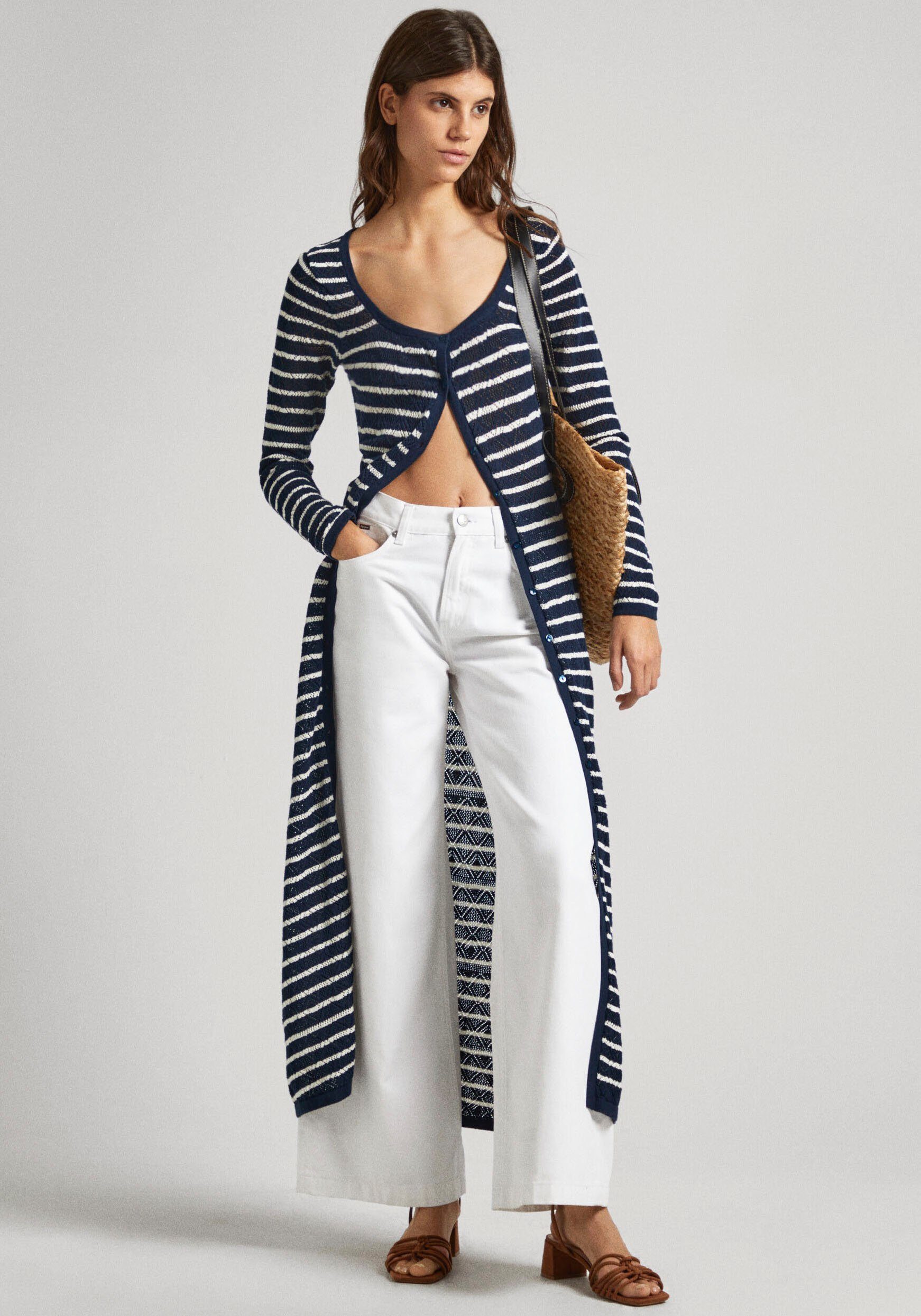 Pepe Jeans Maxi-jurk FRANCES DRESS van katoenbrei met linnen