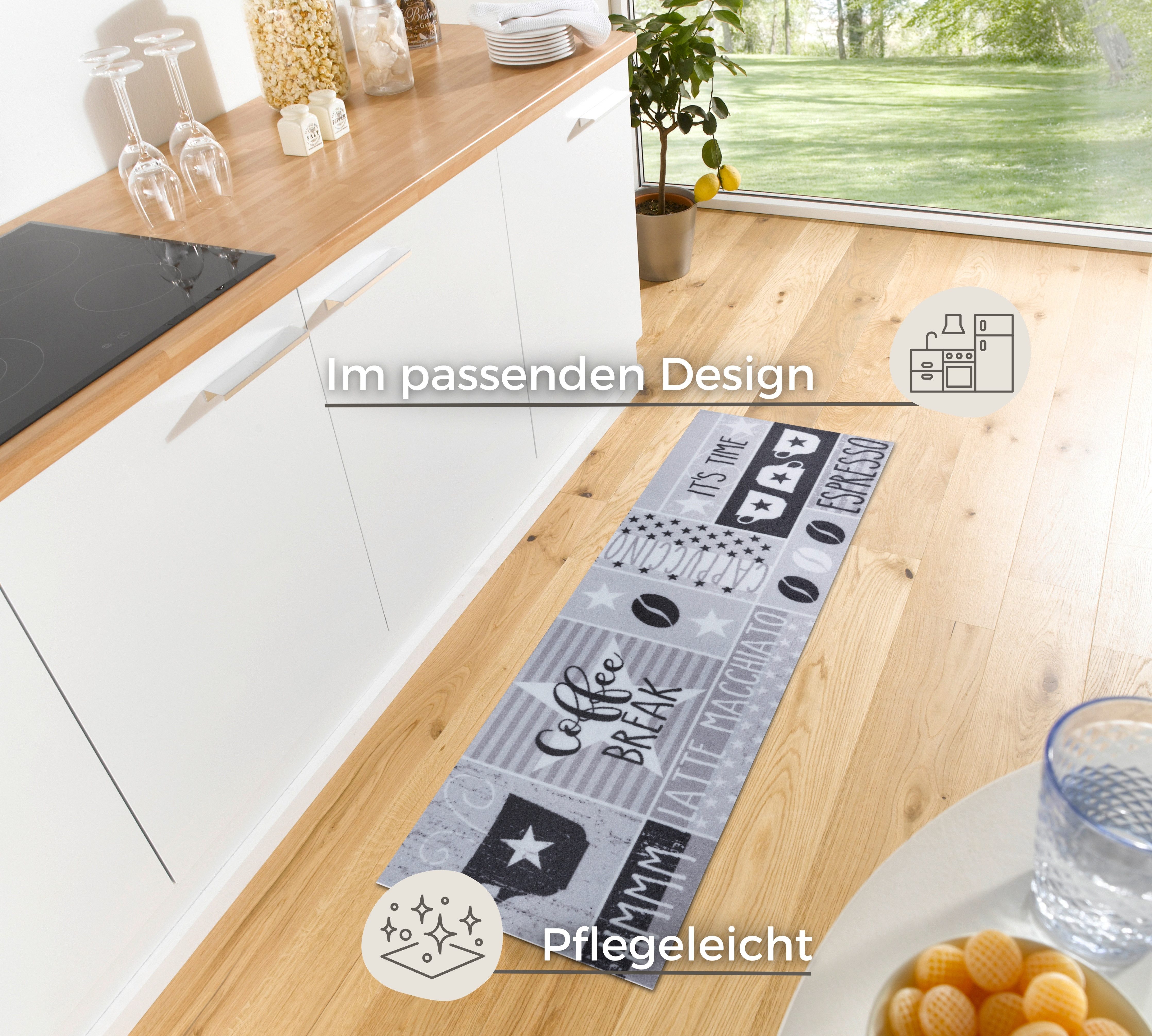 HANSE Home Keukenloper Its Time For Espresso Loper, antislip, keukenkleed, keuken, vloerkleed, gemakkelijk in onderhoud
