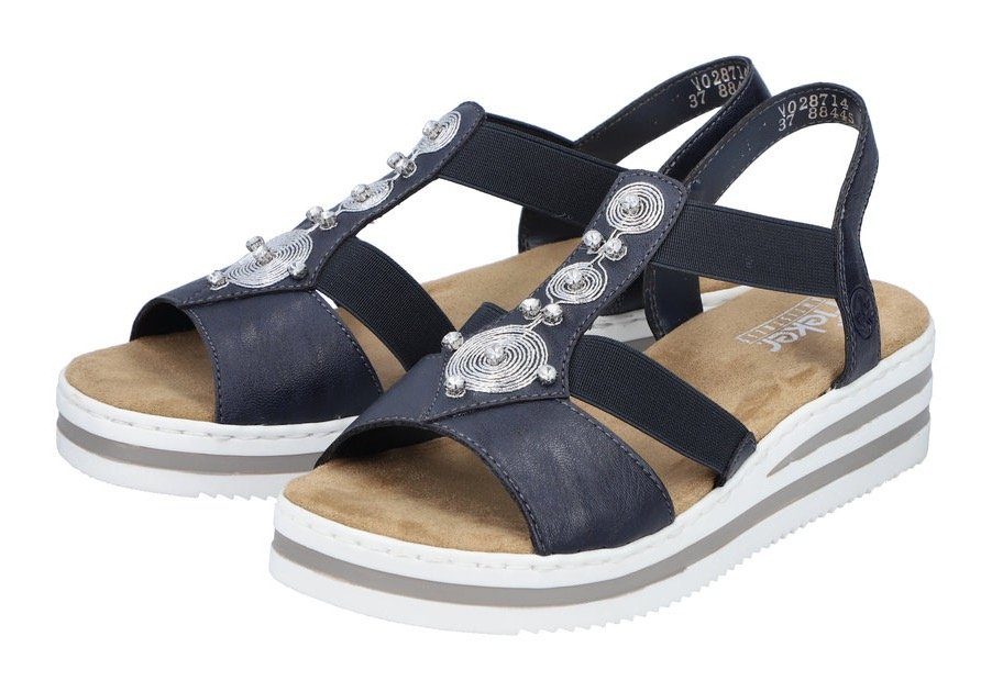 Rieker Sandalen , zomerschoen, sandaal, sleehak, met gestreepte zool