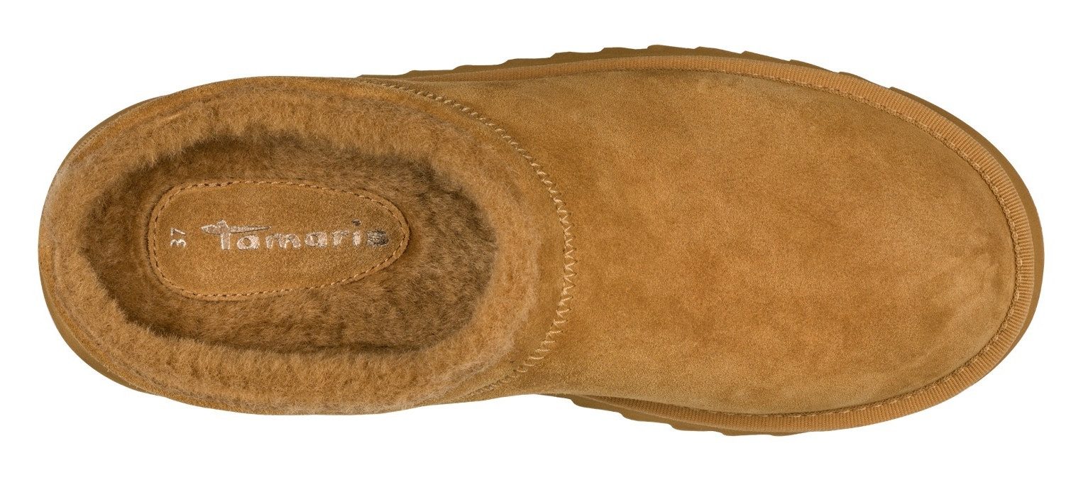 Tamaris Pantoffels , clogs, comfortabele schoen met imitatiebontkraag