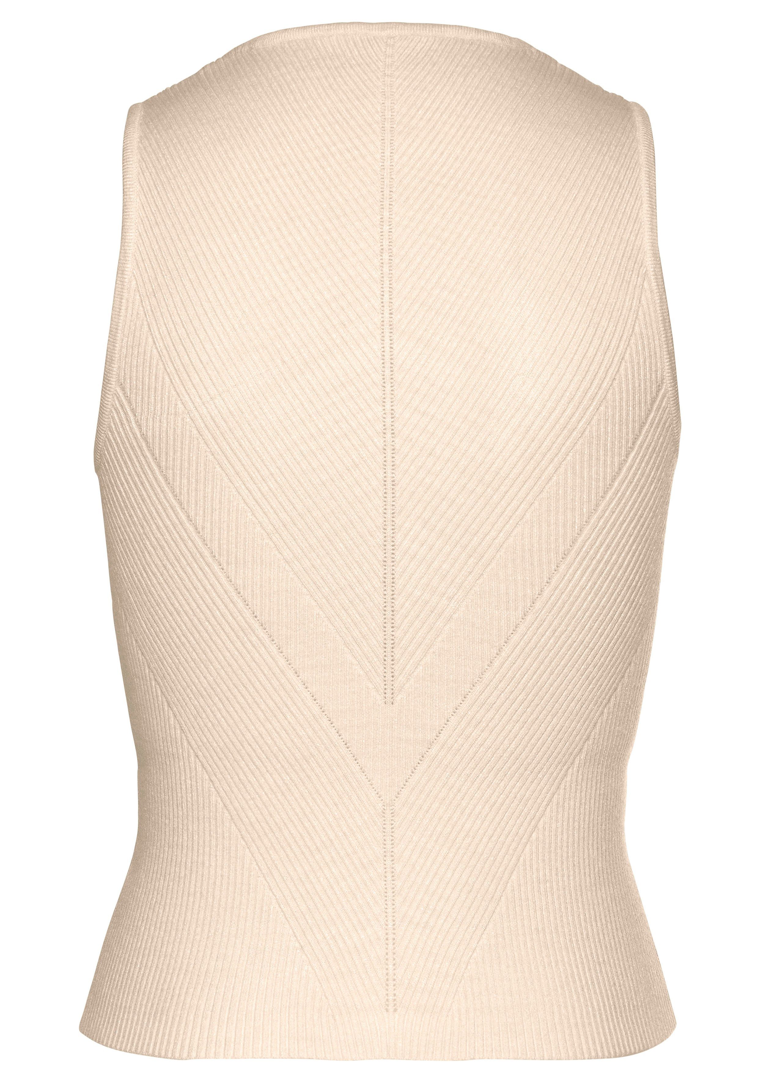 Lascana Gebreide top met breipatroon, hooggesloten dames-top met brede bandjes