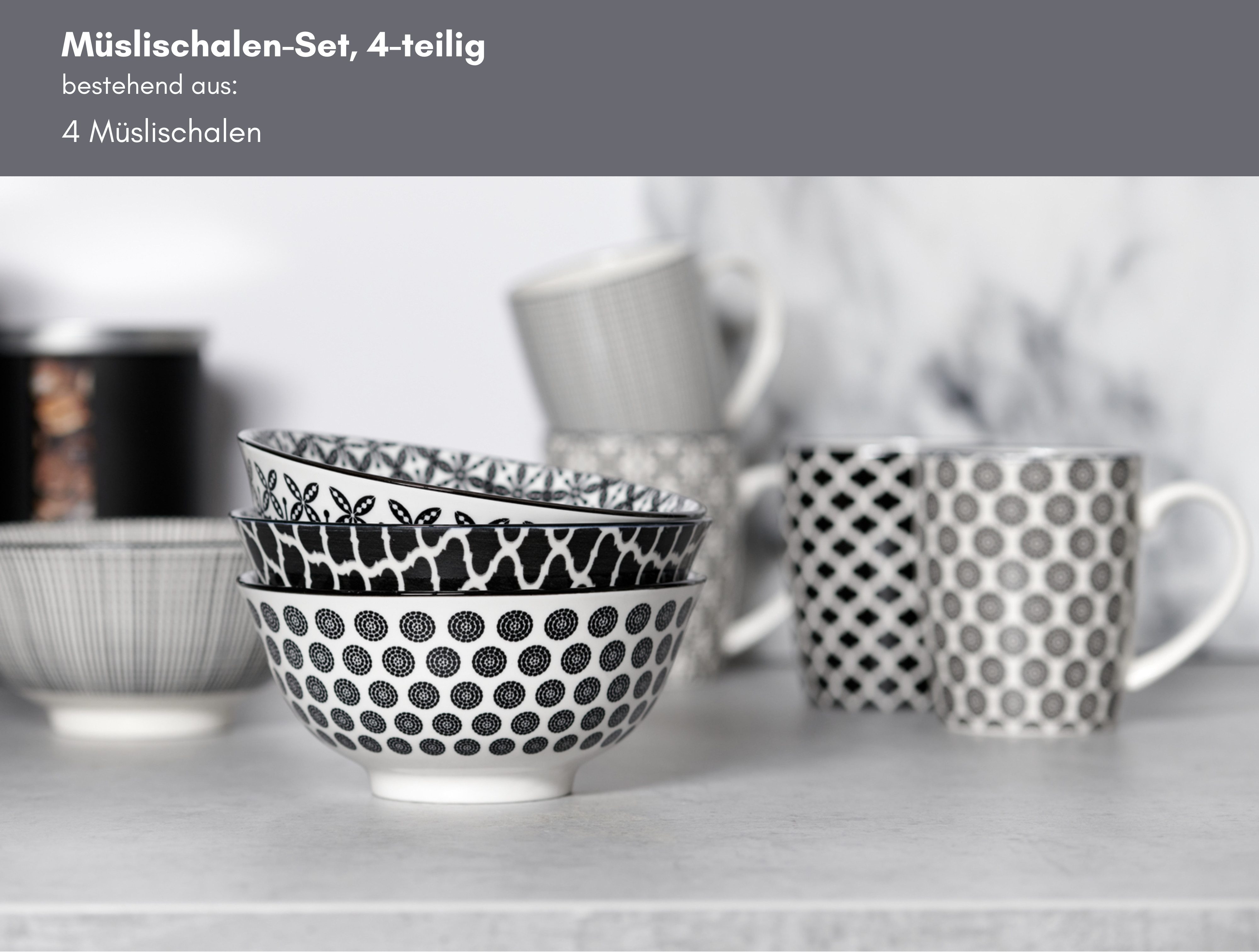 Ritzenhoff & Breker Mueslischaaltje Takeo scandinavisch-eenvoudige touch, 650 ml (set, 4-delig)