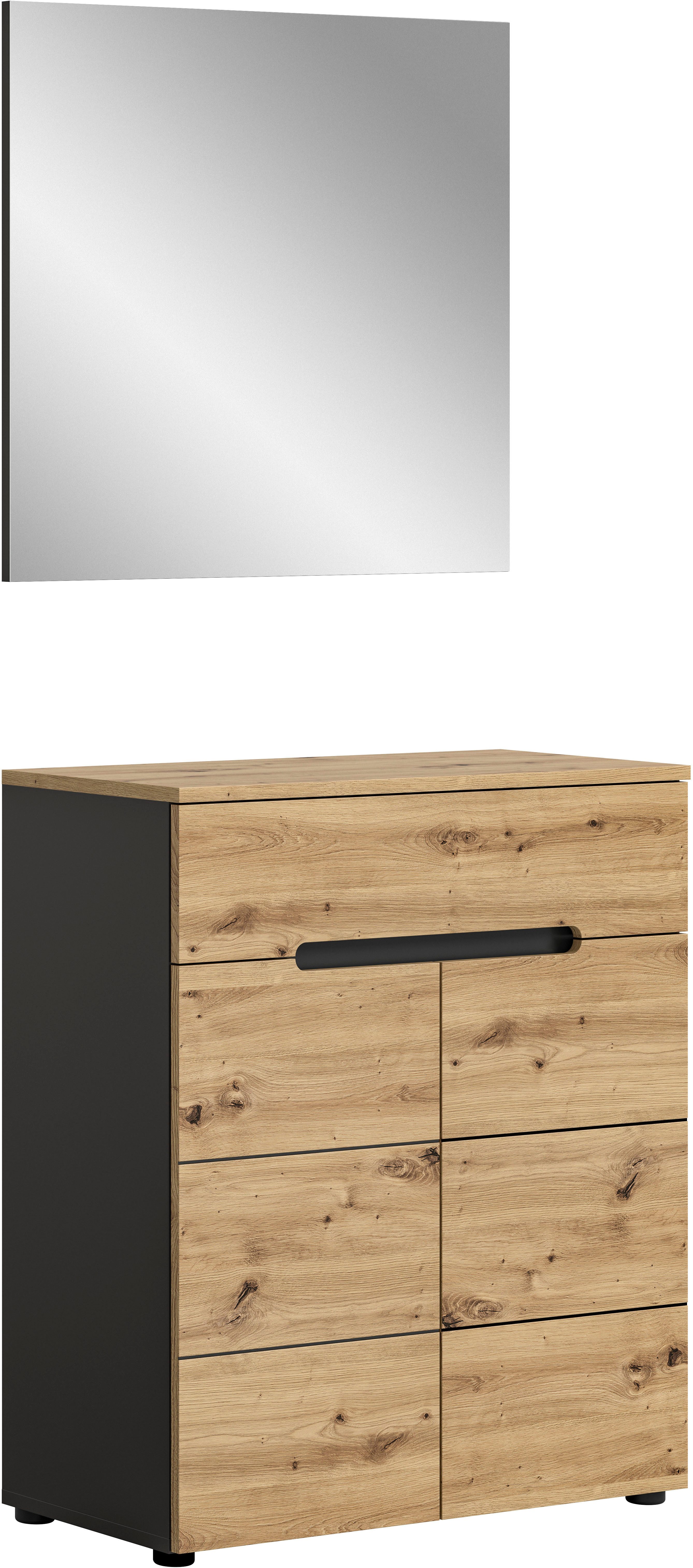INOSIGN Halmeubelset Garderobecombinatie Rehat, breedte 80 cm,in basalt grijs/Artisan eiken Halmeubelen, gangmeubelen, combinatie, hal, garderobe,
