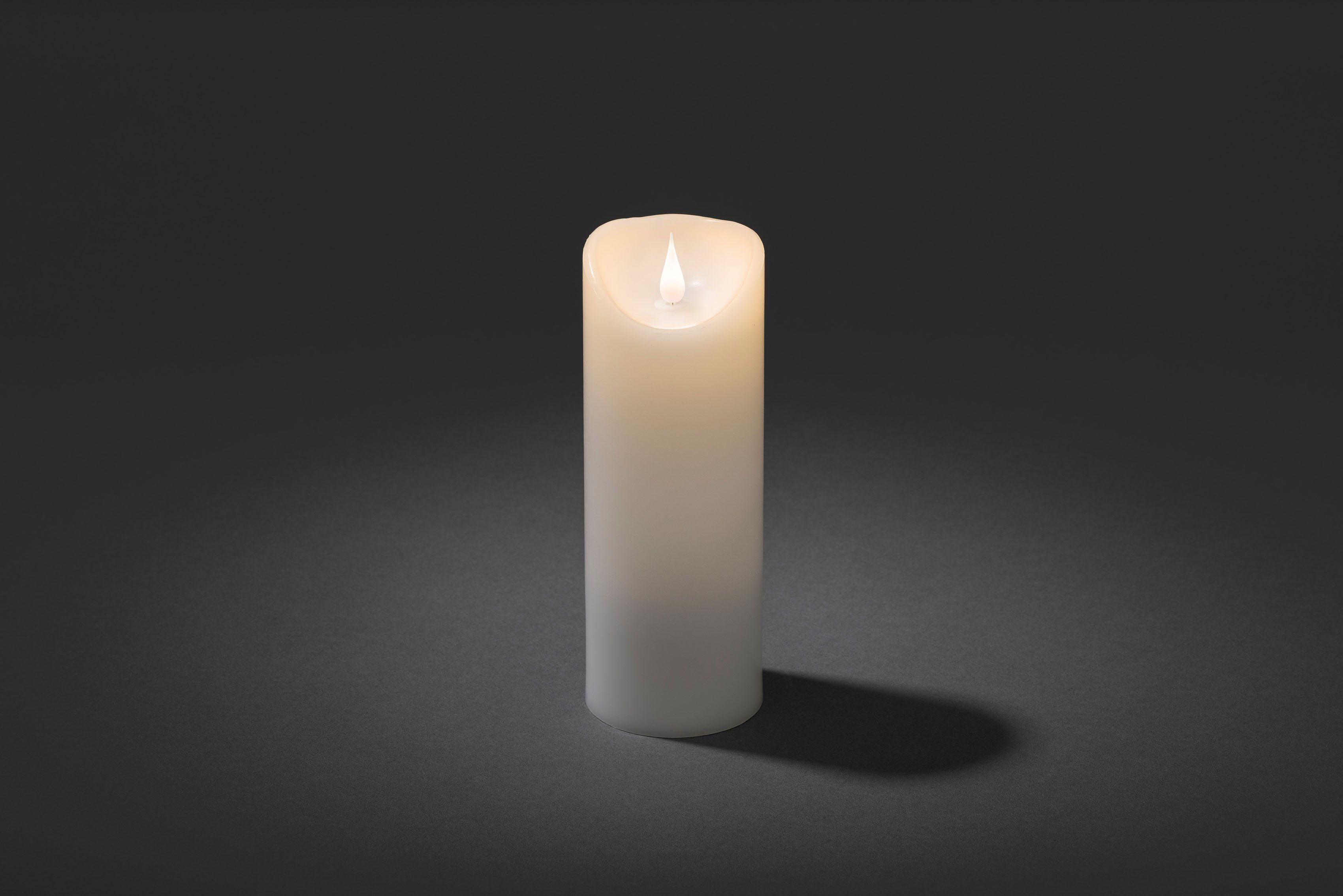 KONSTSMIDE Led-kaars Kerst versiering Led-kaars van echte was, wit, met 3D vlam, ø 7,5 cm, hoogte: 20,5 cm (1-delig)