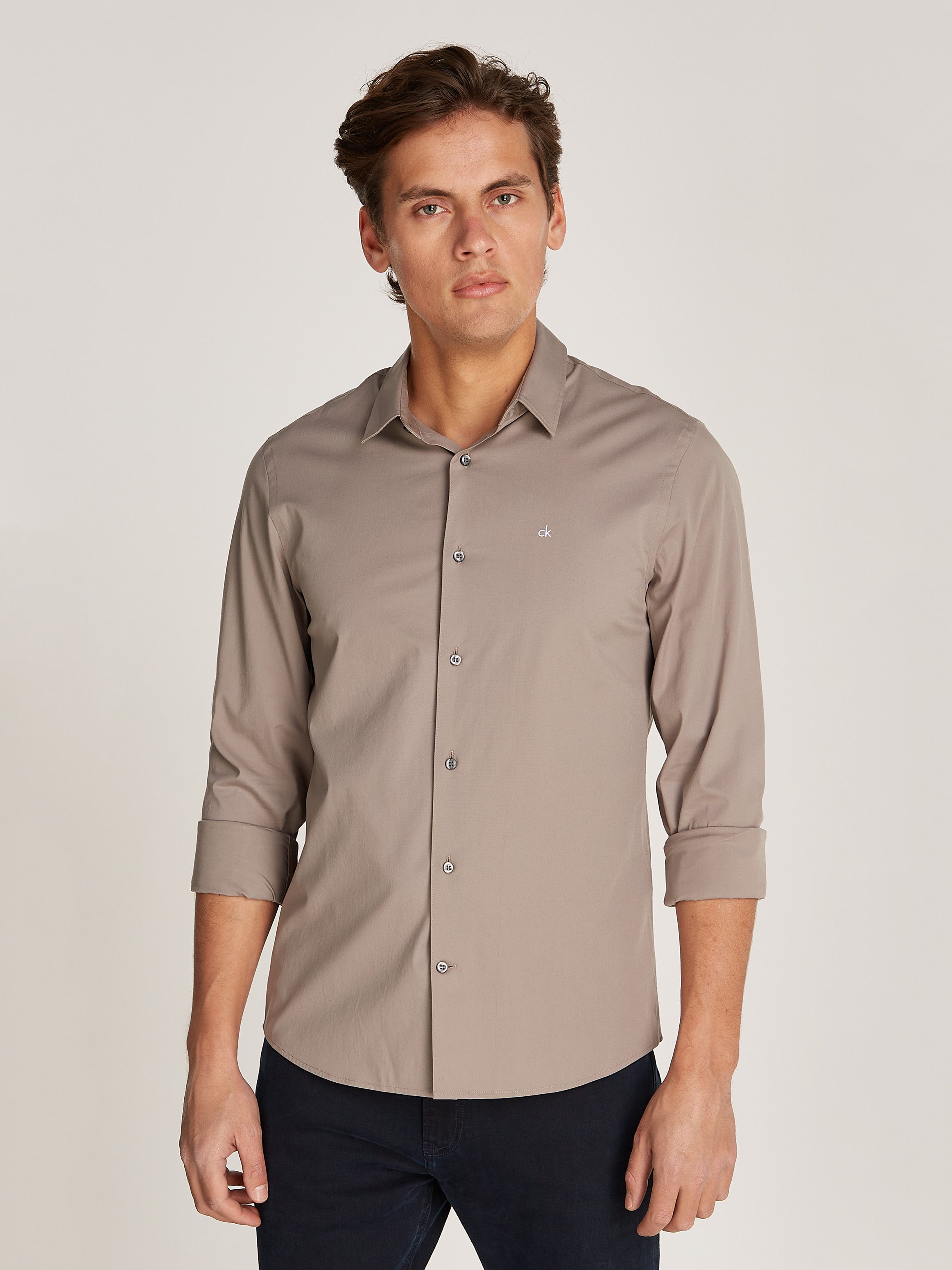 Calvin Klein Overhemd met lange mouwen SLIM FIT STRETCH POPLIN