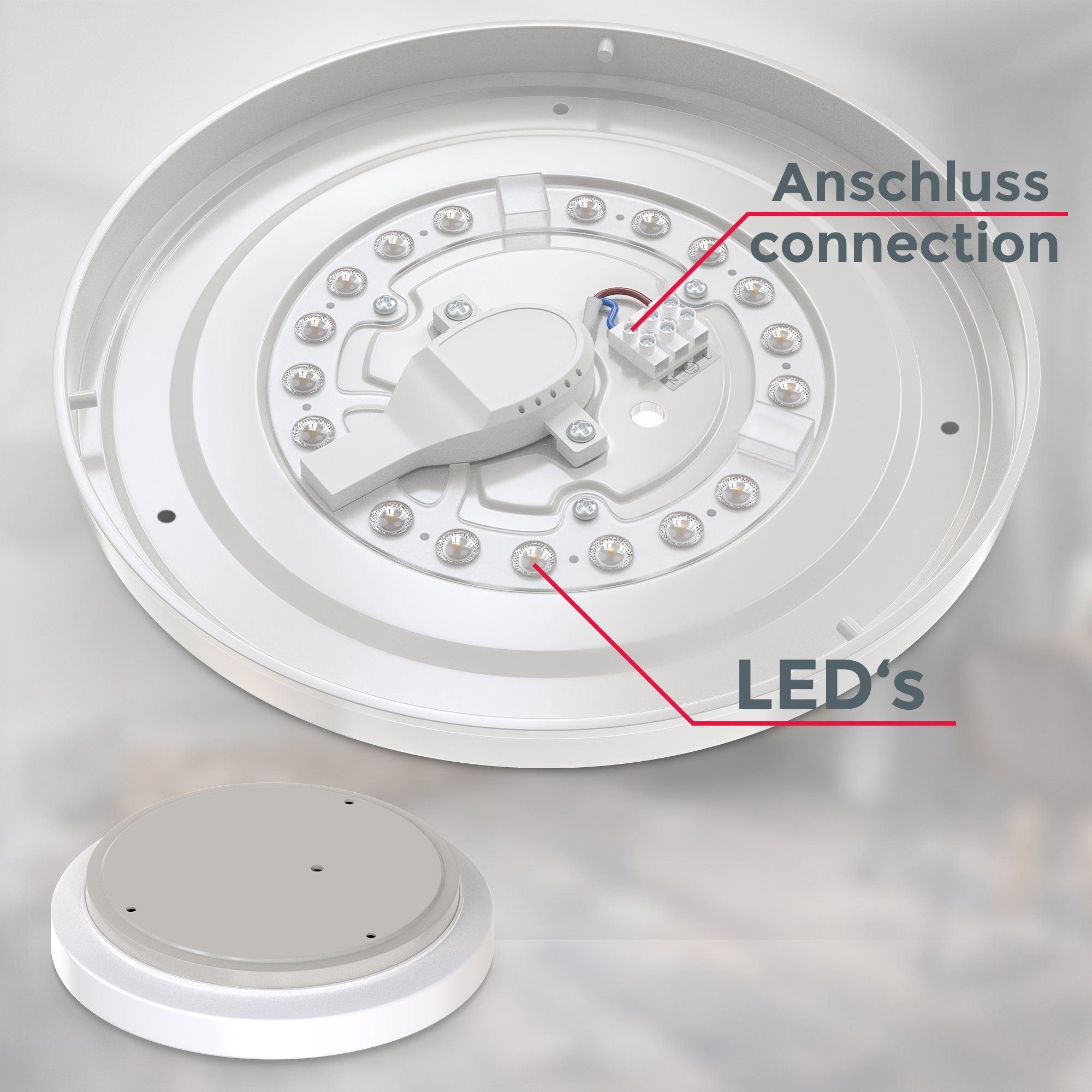 B.K.Licht Led-plafondlamp BK_DB1296 LED badkamer plafondlamp, Ø28,8cm, IP44 spatwaterdicht (1 stuk)
