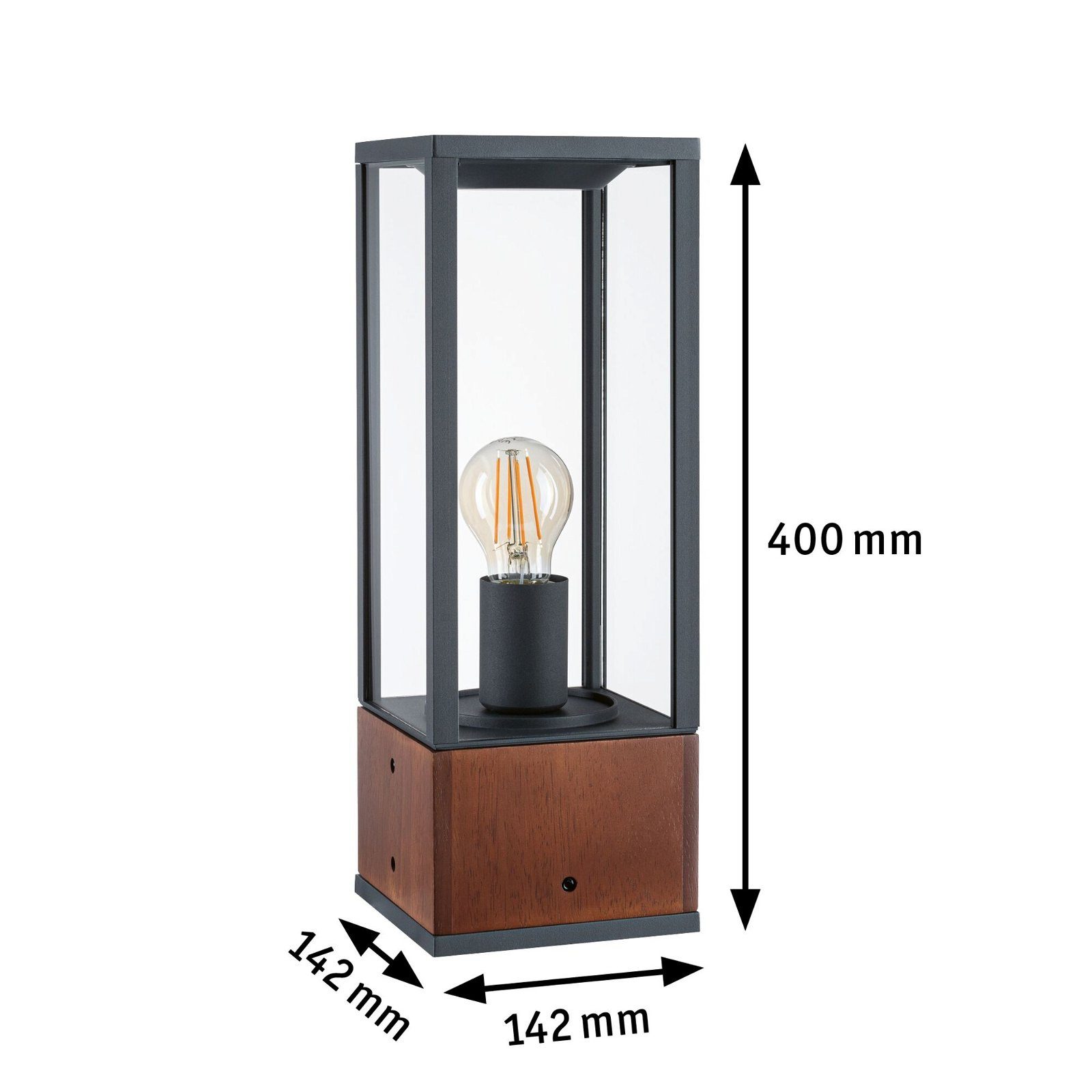 Paulmann Led-tuinlamp Lichtobject Timba IP44 vierkant 400mm max. 60W 230V E27 Hout (1 stuk)