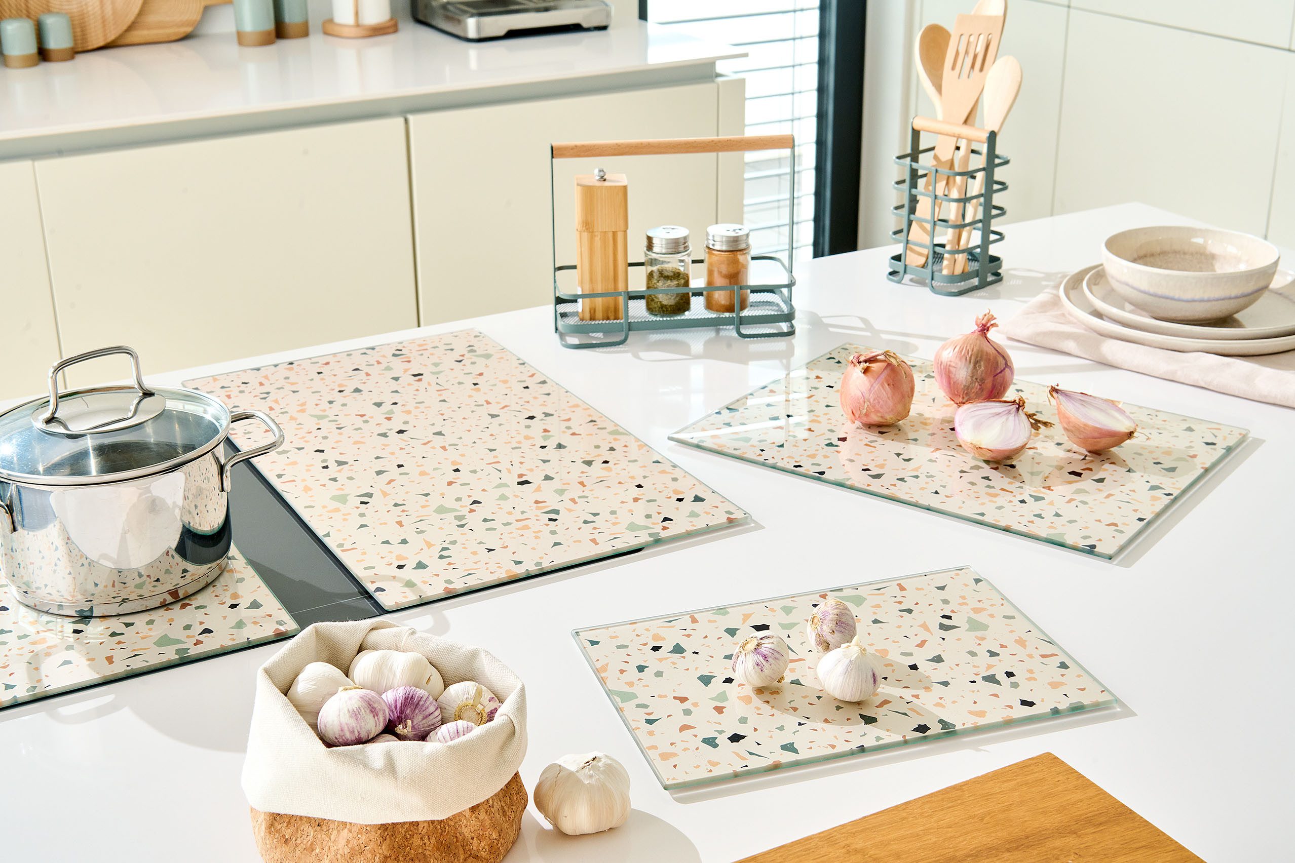 Zeller Present Snijplank Kookplaat-/snijplaten-set "Terrazzo", 2-delig. (2 stuks)