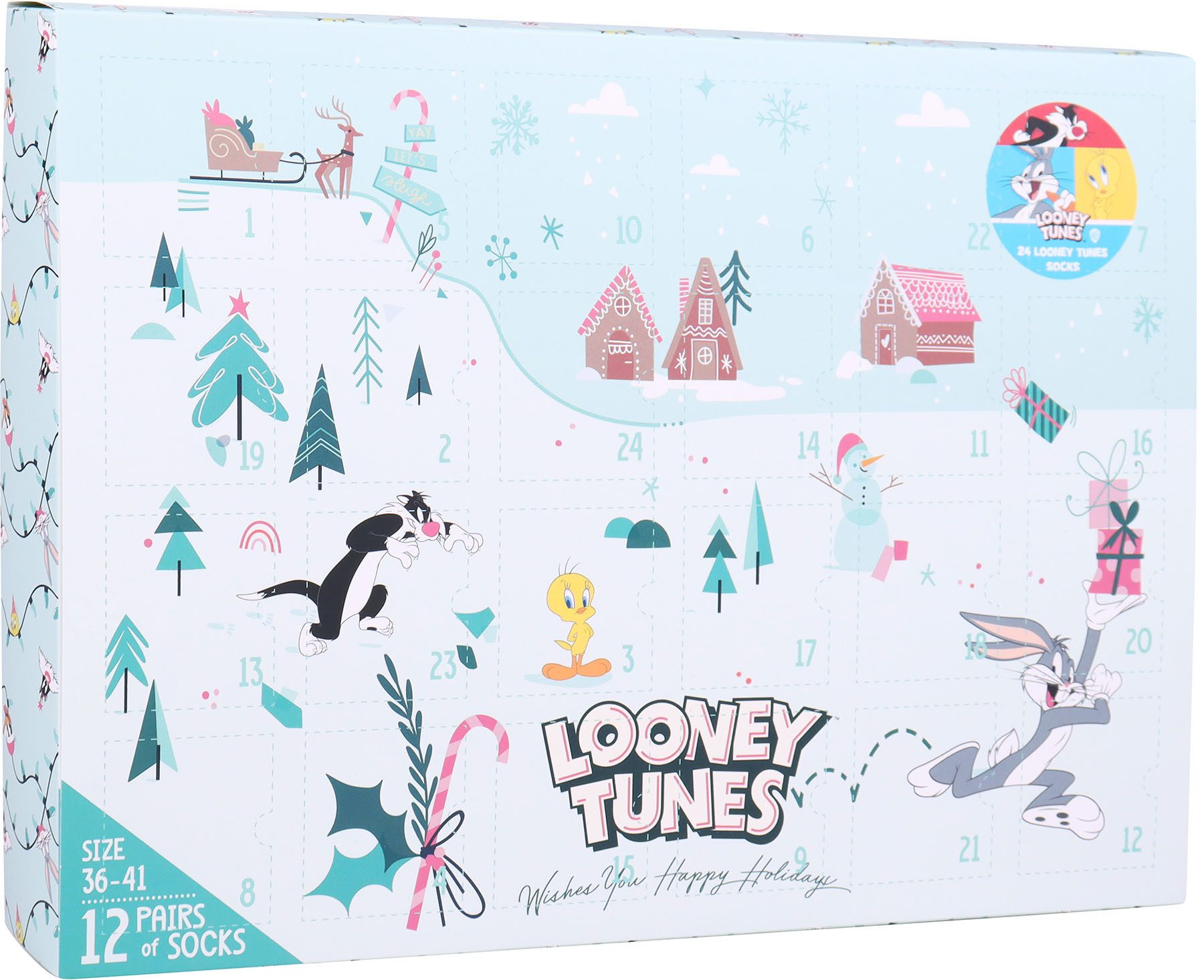 Capelli New York Adventskalender met 24 deurtjes en 12 paar sokken (24-delig)
