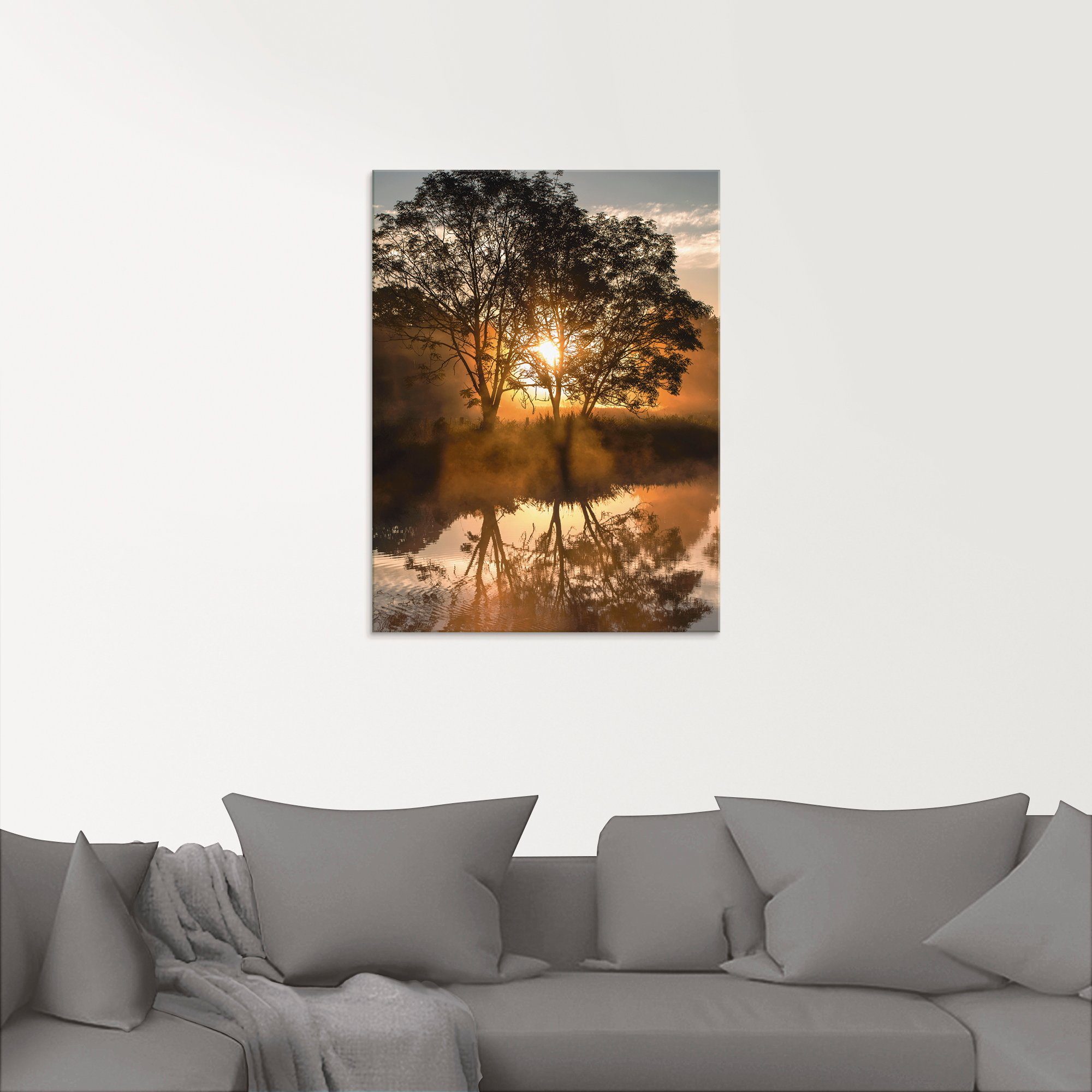 Artland Print op glas S Ochtends vroeg, als de dag ontwaakt