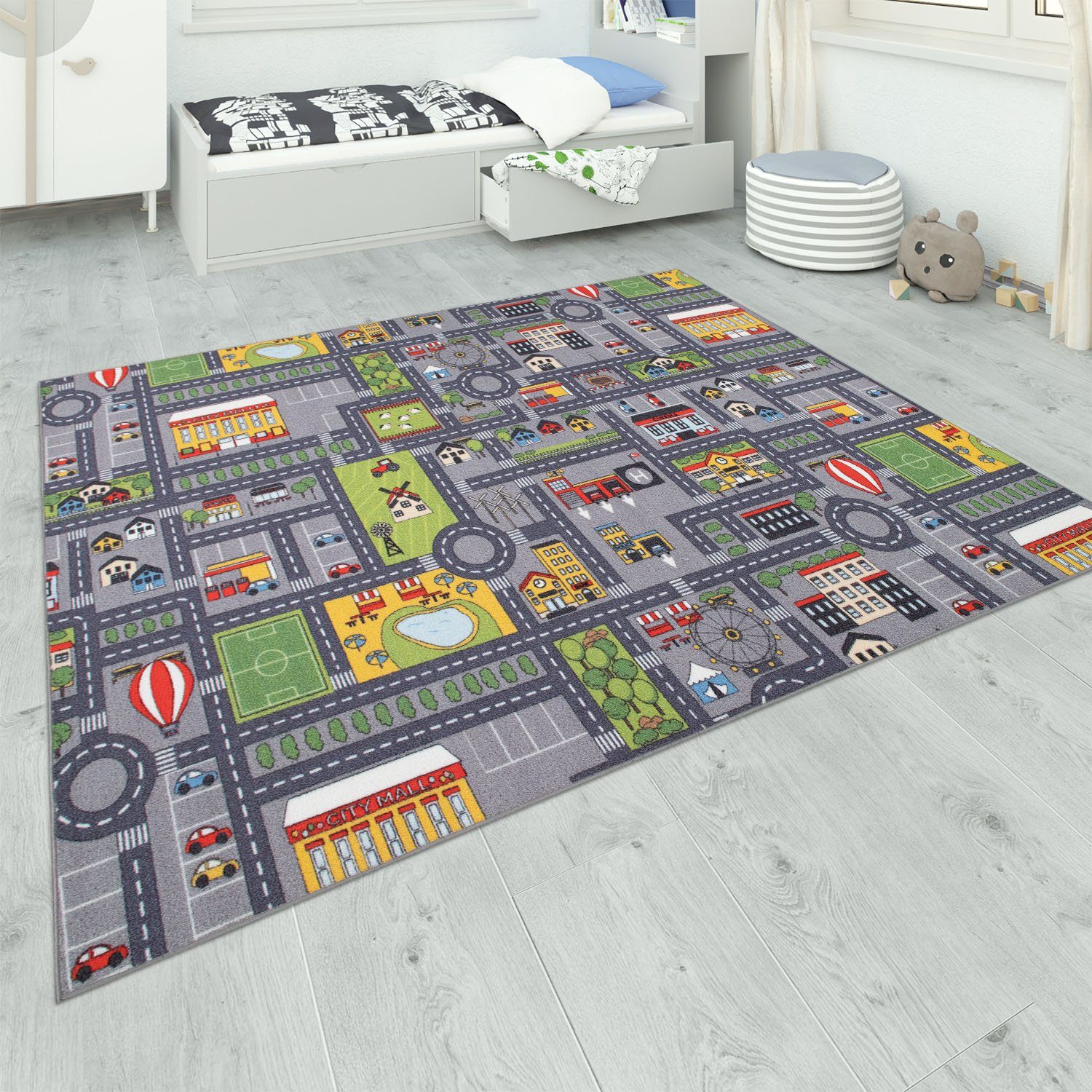 Paco Home Kindervloerkleed Bino 577 Straten-speelkleed, kinderkamer