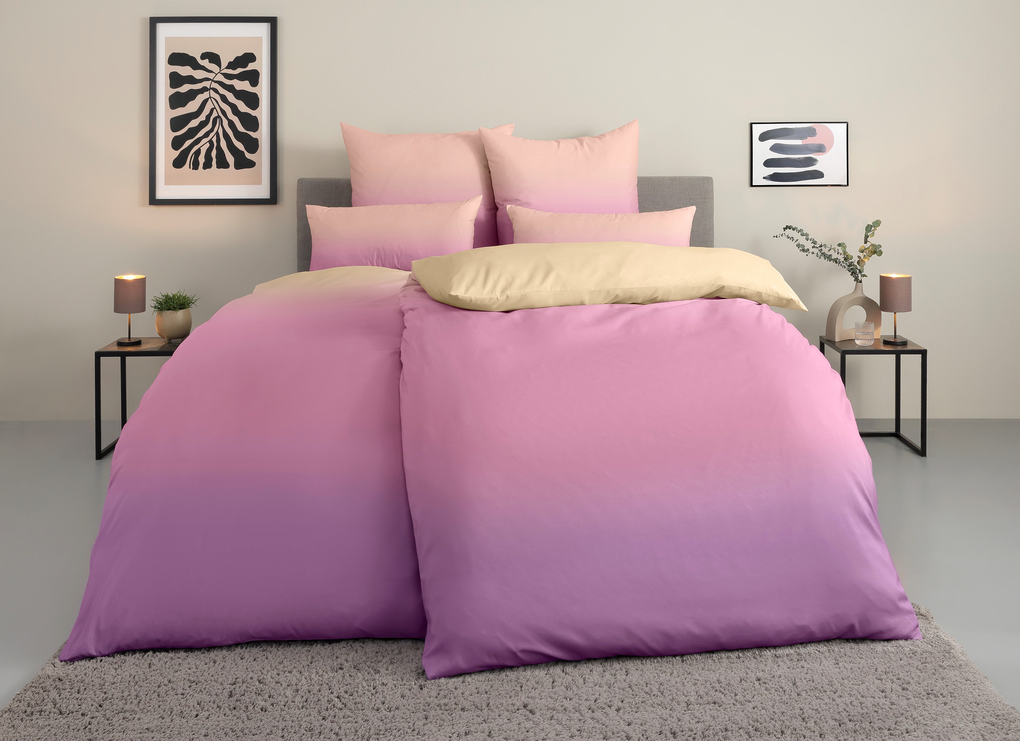 my home Beddengoed JARETH 100 % polyester, zeer zacht, allergievriendelijk, met kleurverloop (2-delig)
