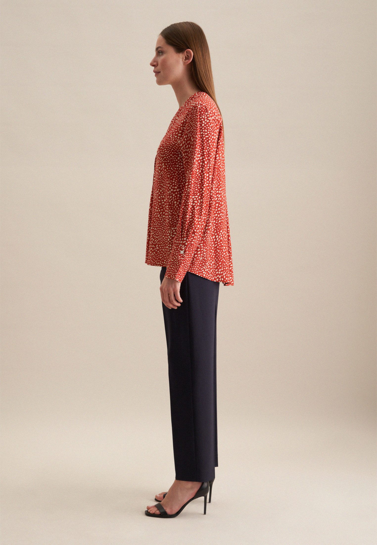 seidensticker Klassieke blouse Zwarte roos Tuniek print