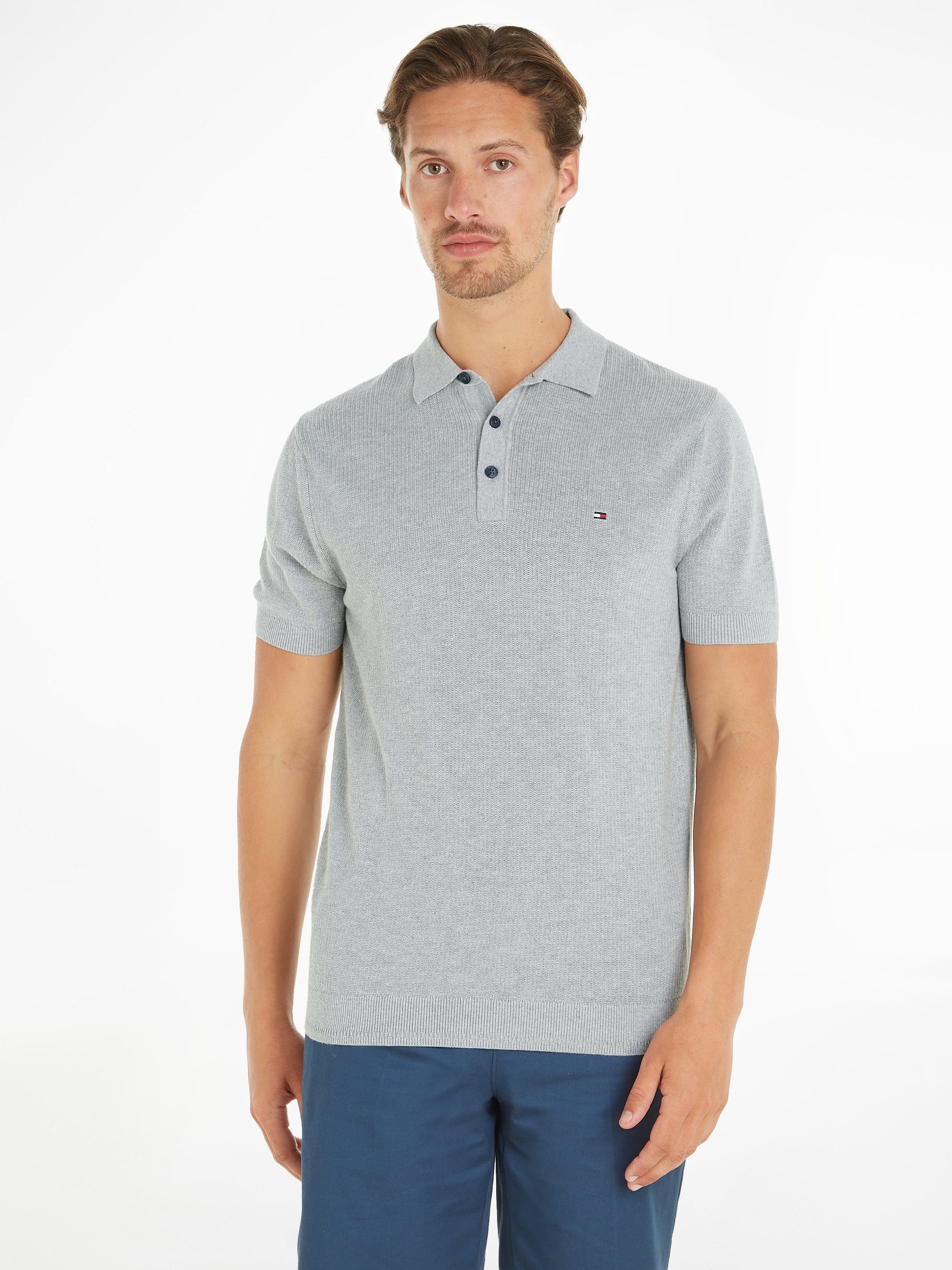 Tommy Hilfiger Poloshirt CHAIN RIDGE STRUCTURE SS POLO met logoborduursel op borsthoogte