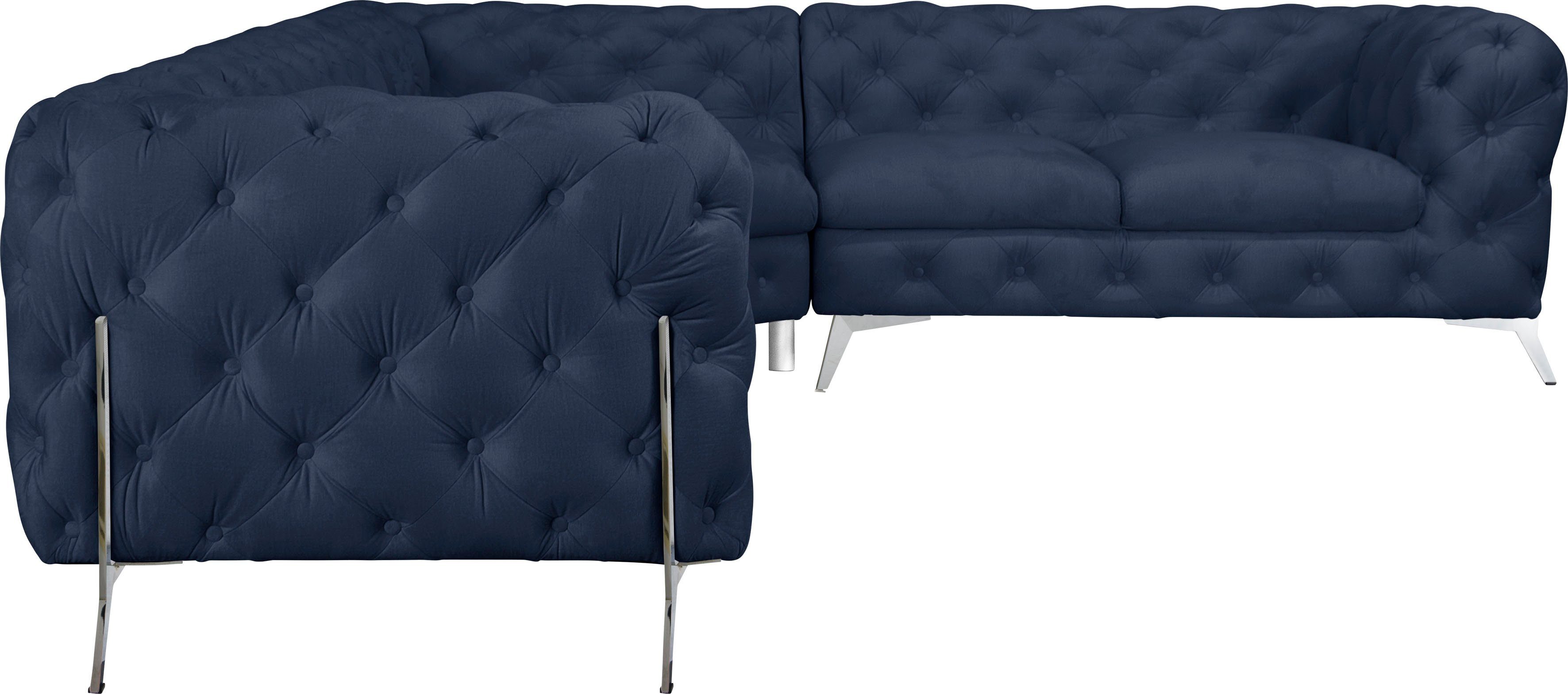 Leonique Chesterfield-bank Amaury L-vorm grote hoekbank, chesterfield-look, breedte 323 cm, kleur van de poten ter keuze