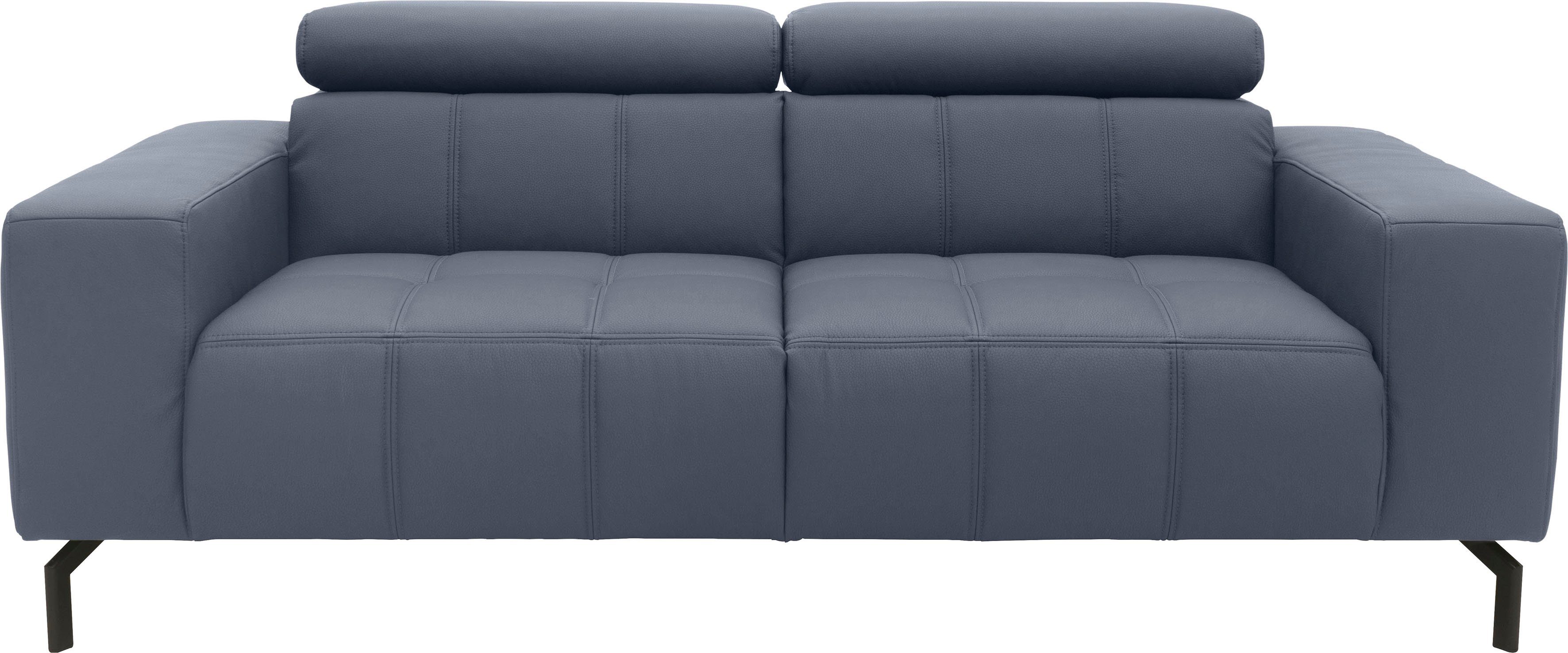DOMO collection 2-zitsbank Cunelli tijdloos en elegant, moderne zitnaden als designelement, blauw, 2-zitsbanken, Zonder verstelling van het hoofdeind