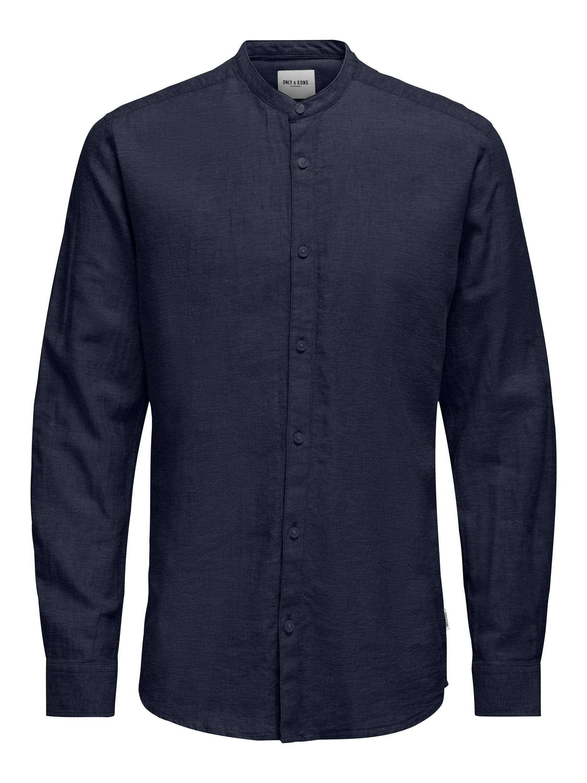 ONLY & SONS Overhemd met lange mouwen ONSCAIDEN LS SOLID LINEN MAO SHIRT NOOS