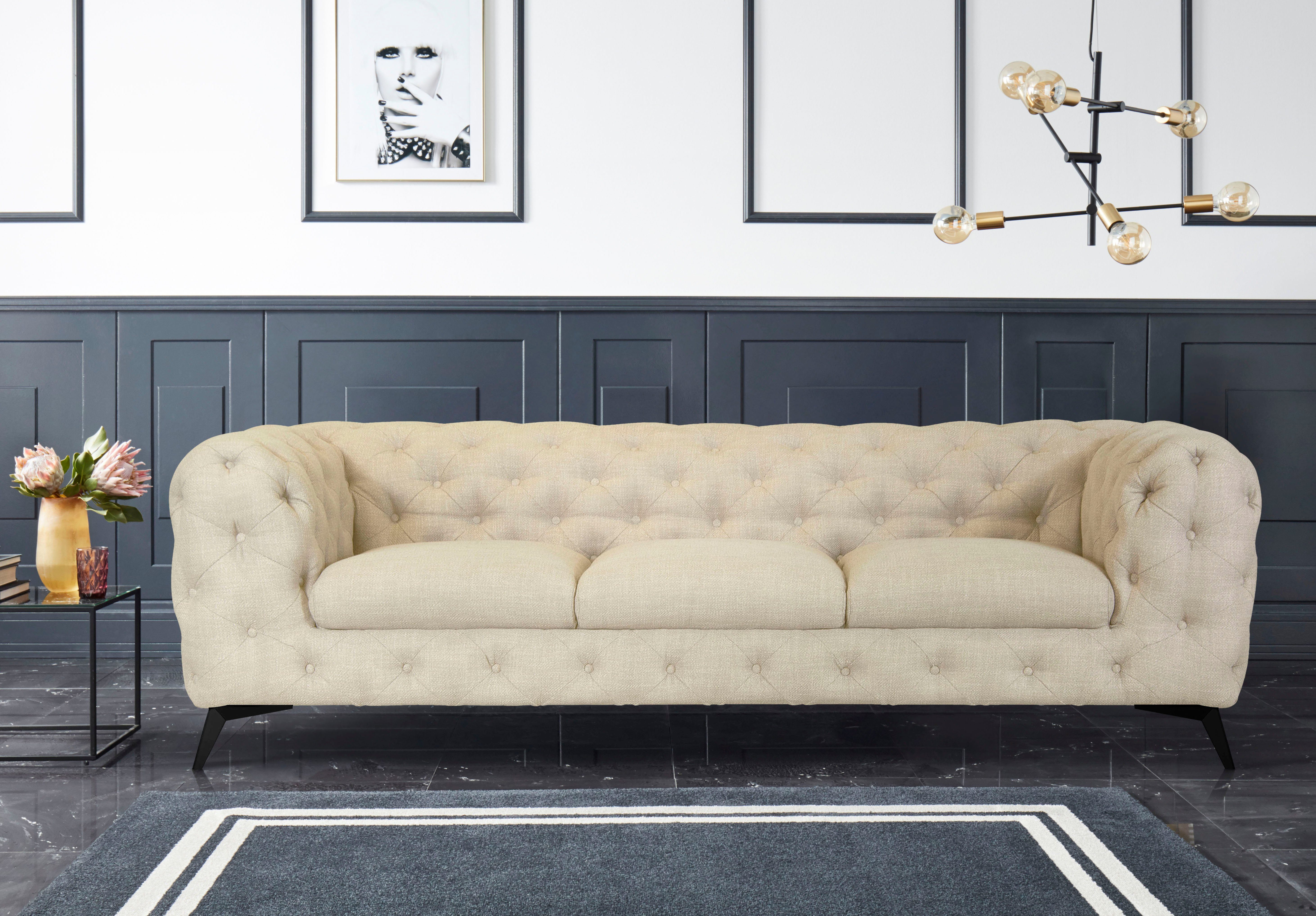 Leonique Chesterfield-bank Glynis luxueuze capitonnage, moderne chesterfield look, kleur van de poten ter keuze