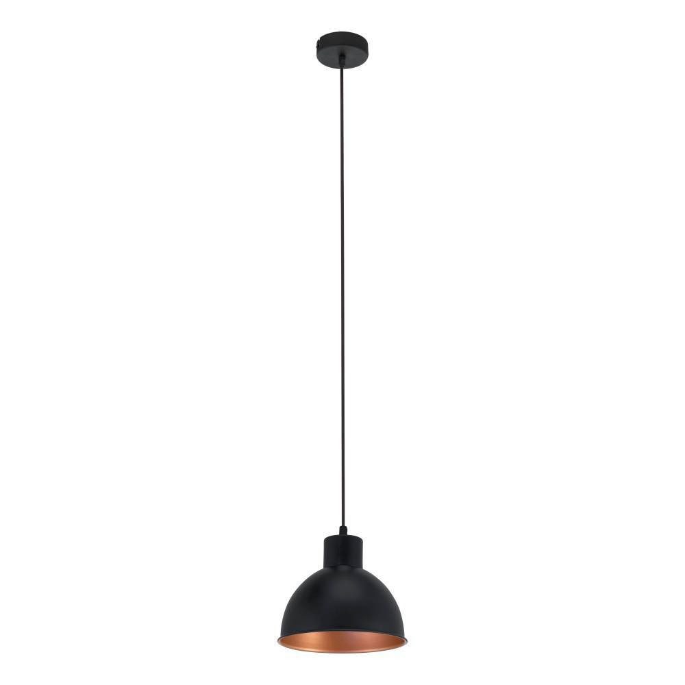 EGLO Hanglamp TRURO 1 hanglamp, eettafellamp, staal, zwart, koper, E27 Vintage hanglamp, Industrial, retro hanglamp, fitting: E27