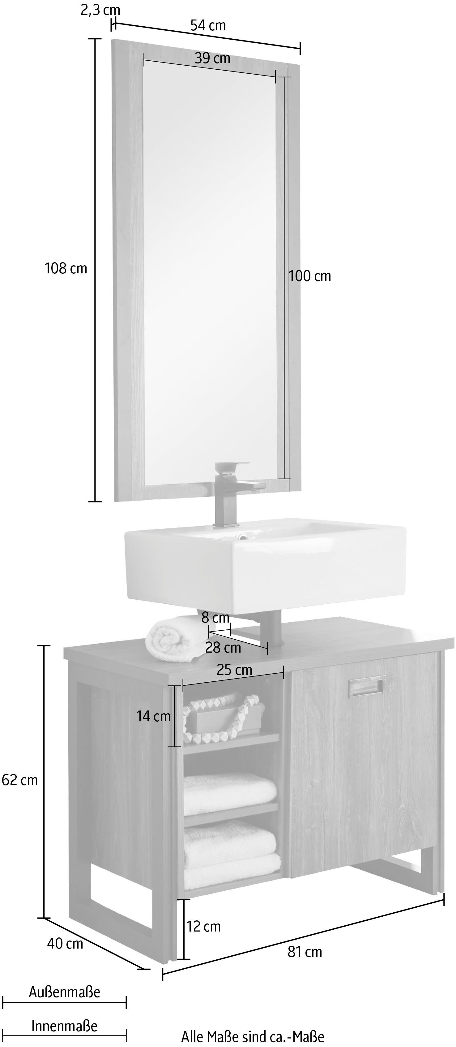 Home affaire Badkamerserie Detroit, Bad im Industrialdesign, 2-teiliges Badezimmer (set, 2-delig)