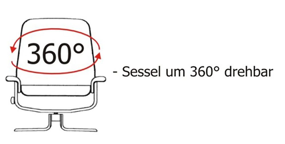 Duo Collection Relaxfauteuil Peralta geïntegreerde voetensteun, staal golfondersteuning, 115 kg, 360° draaibaar (1 stuk)