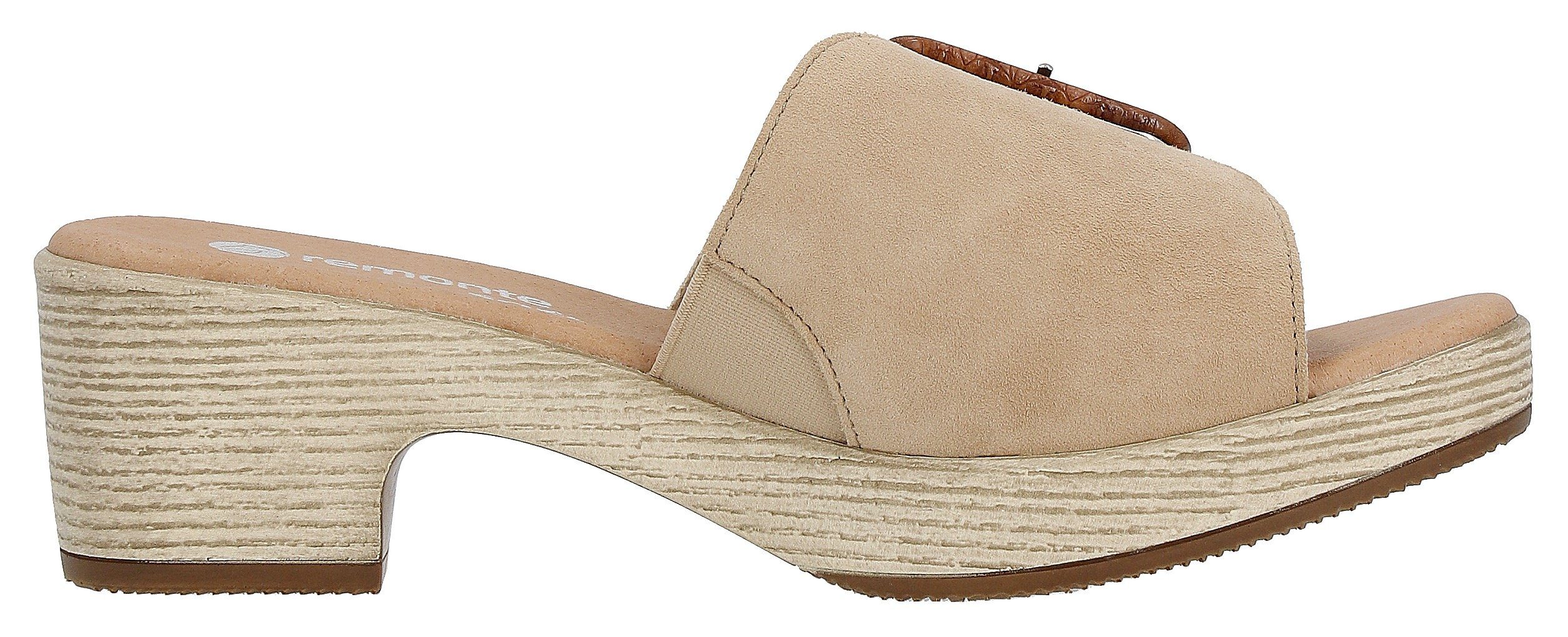 Remonte Slippers ELLE-Collection blokhak, zomerschoen, slippers, decoratieve gesp, elle-collectie