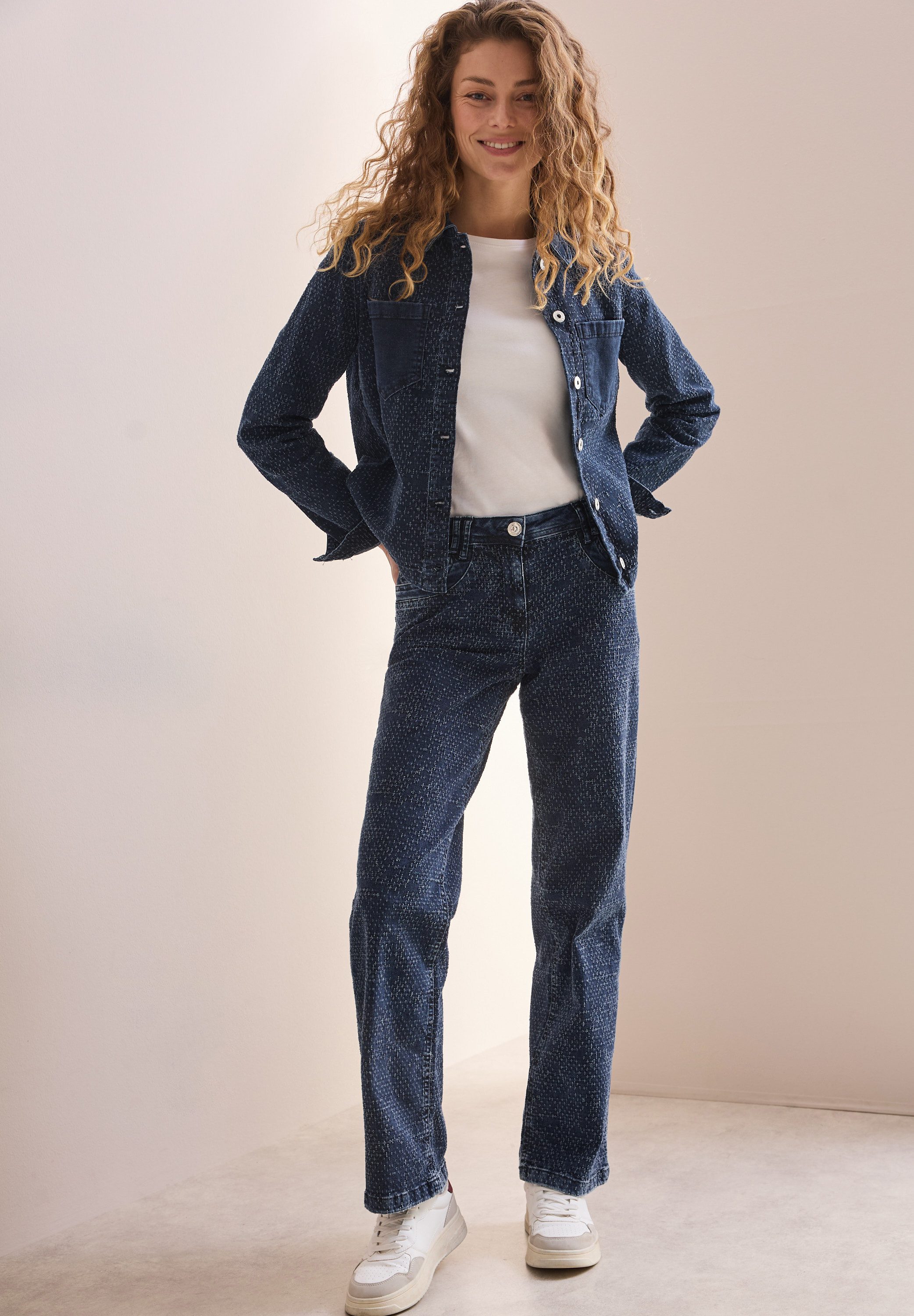 Cecil Jeansjack in bouclé look