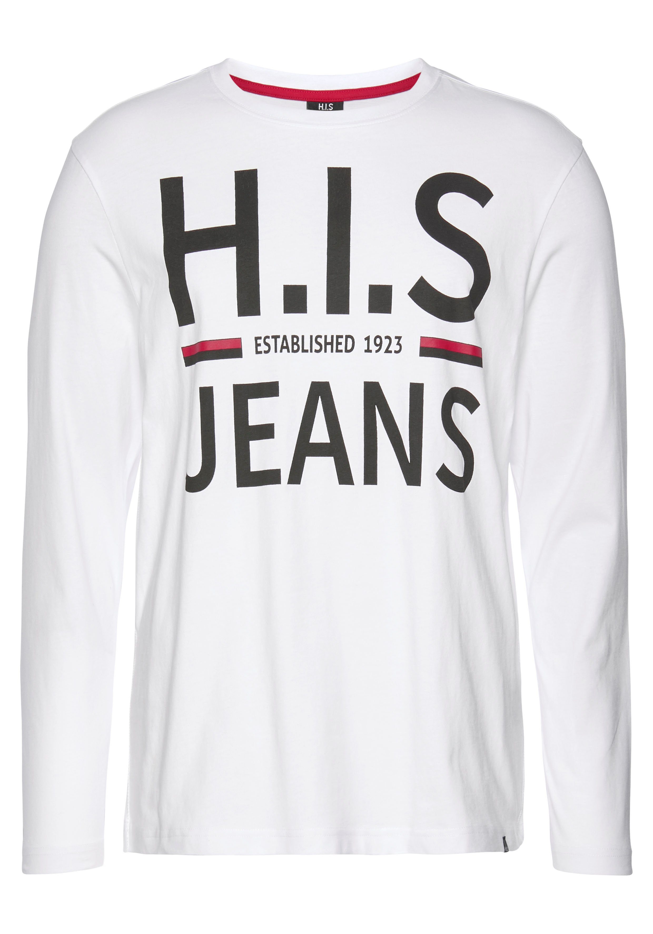 H.I.S Shirt met lange mouwen Lange mouwen, smalle basic-snit, bedrukt ontwerp