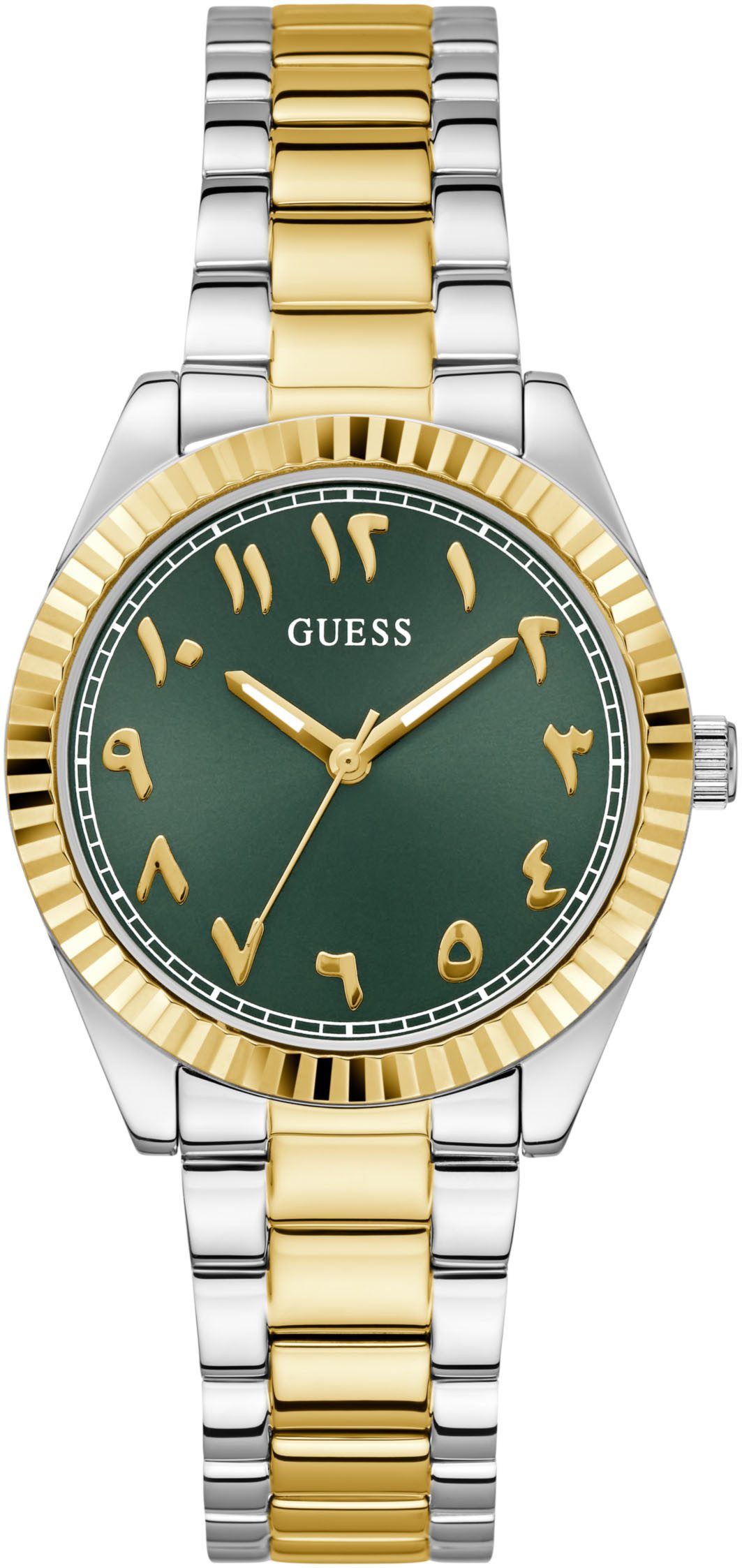Guess Kwartshorloge Luna Horloge, dameshorloge, stalen band, analoog dames quartz horloges goud(kleur)