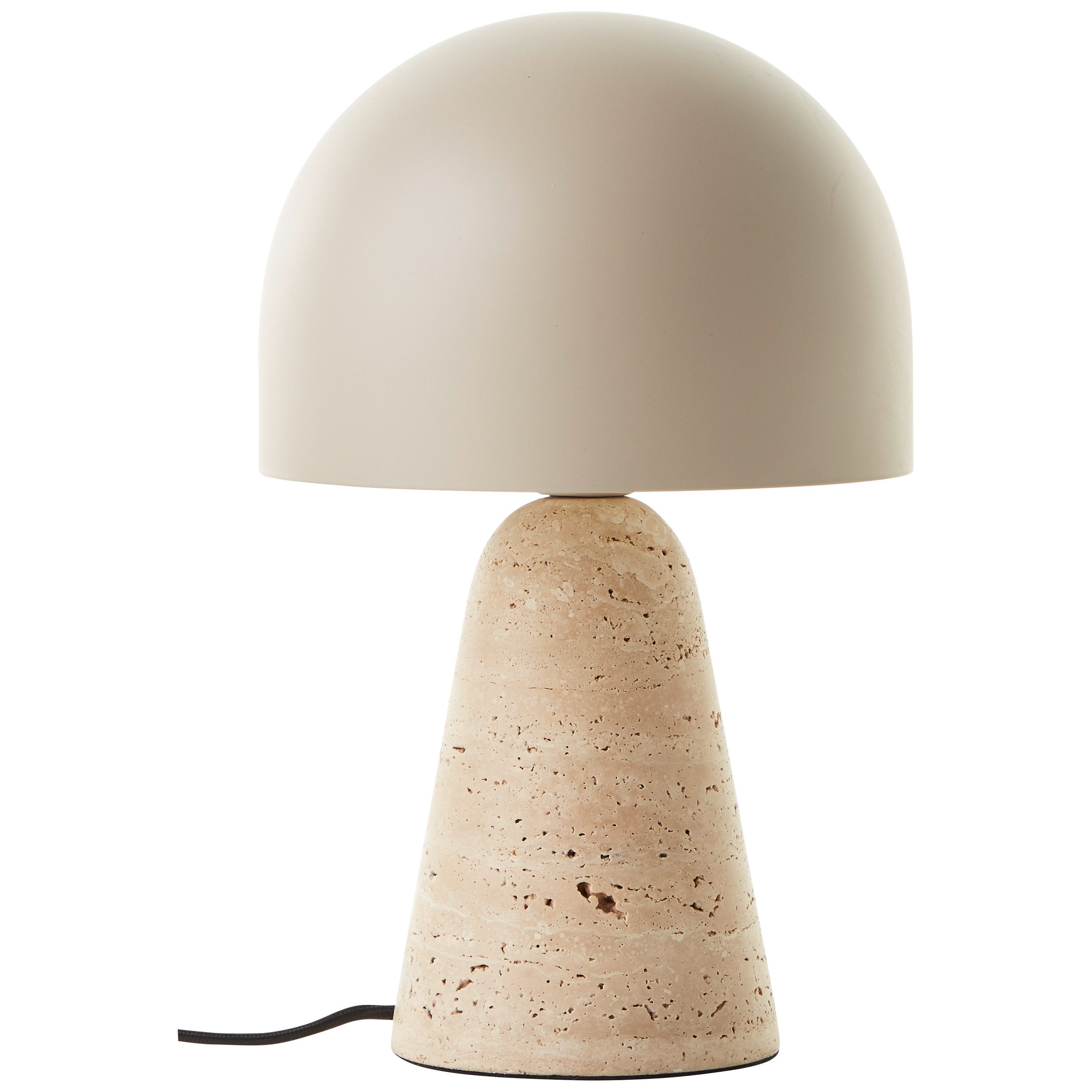 Brilliant Leuchten Tafellamp Nalam met travertijn voet en metalen kap, e14, 31 x 20 cm, beige