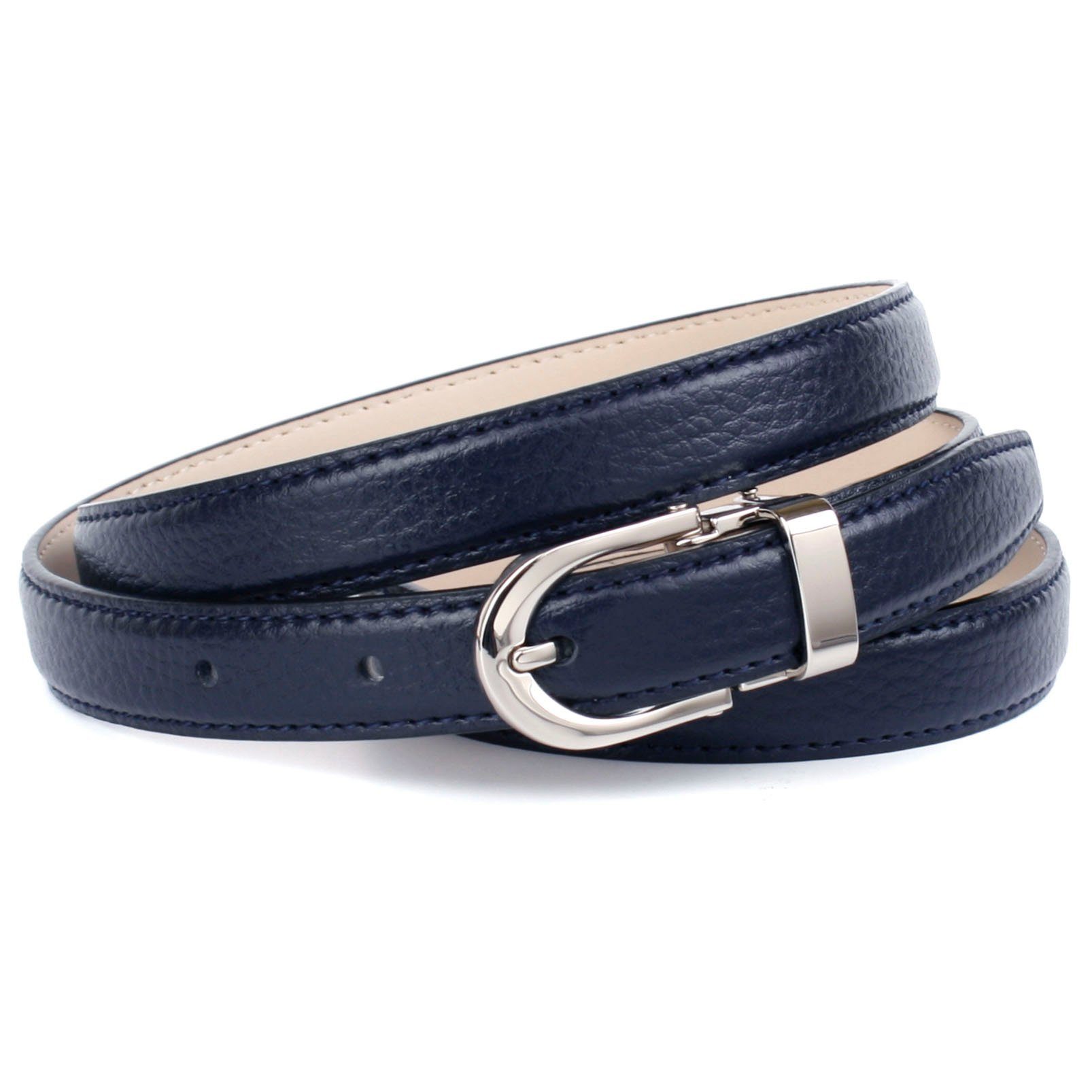 Anthoni Crown Leren riem in een smal model met gespje, gebombeerd, generfd