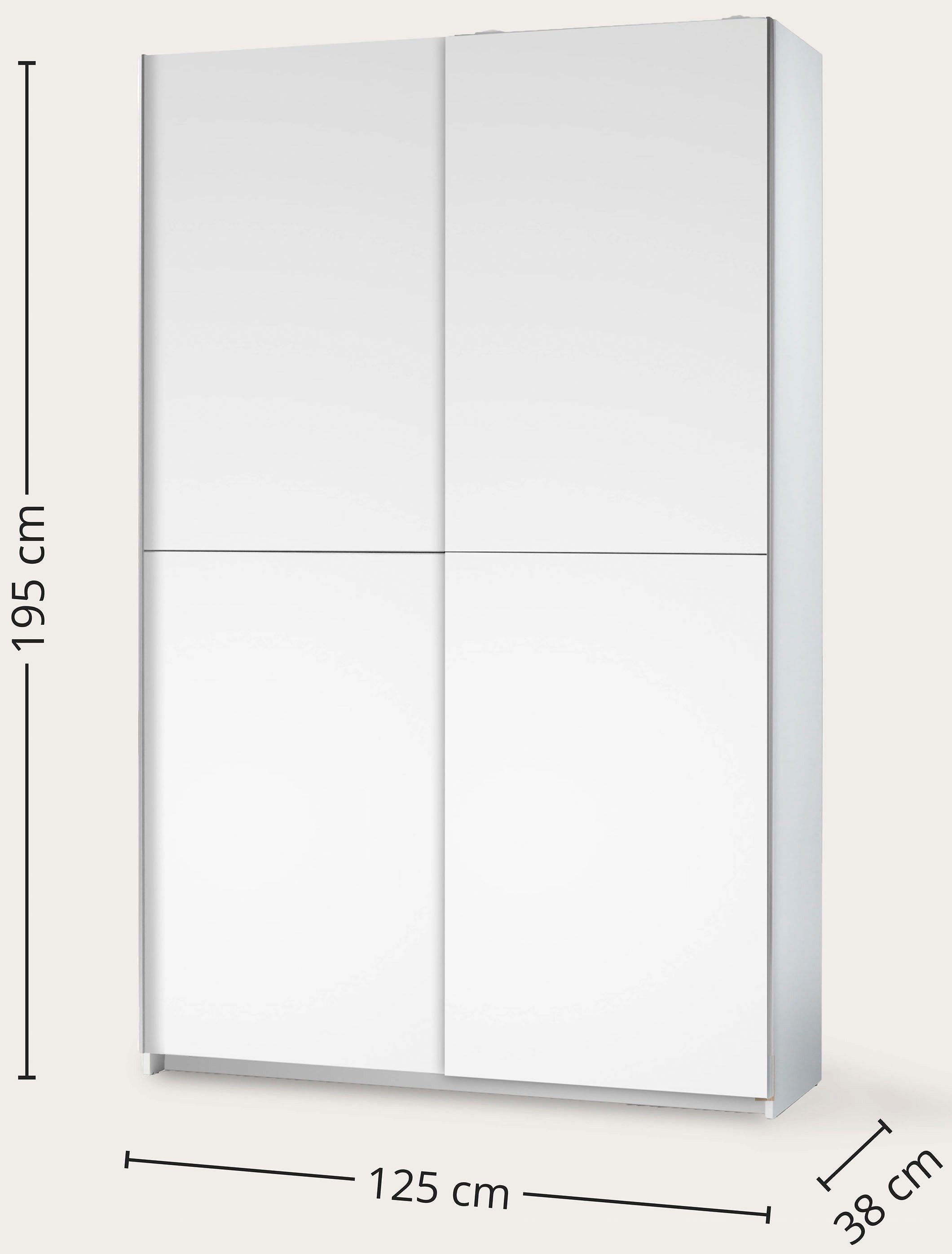 Schlafkontor Zweefdeurkast Heimo / Fast Kast Kledingkast Garderobe weinig diepte, uitschuifbare kledingstang, garderobekast, 6 planken