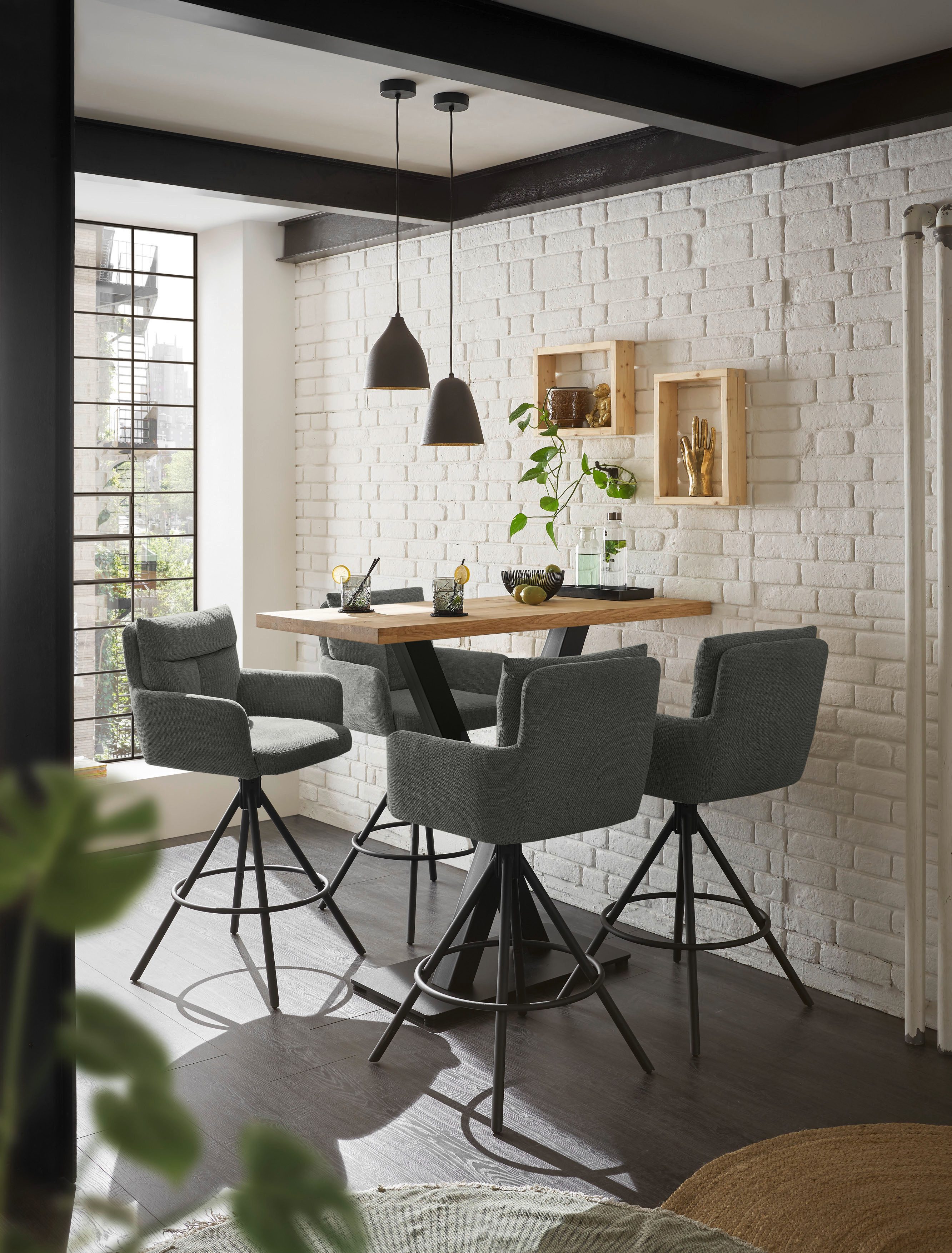 Stolkom Bartafel Duke eik massief hout geolied, hoge tafel BxHxD 120x104x60 cm