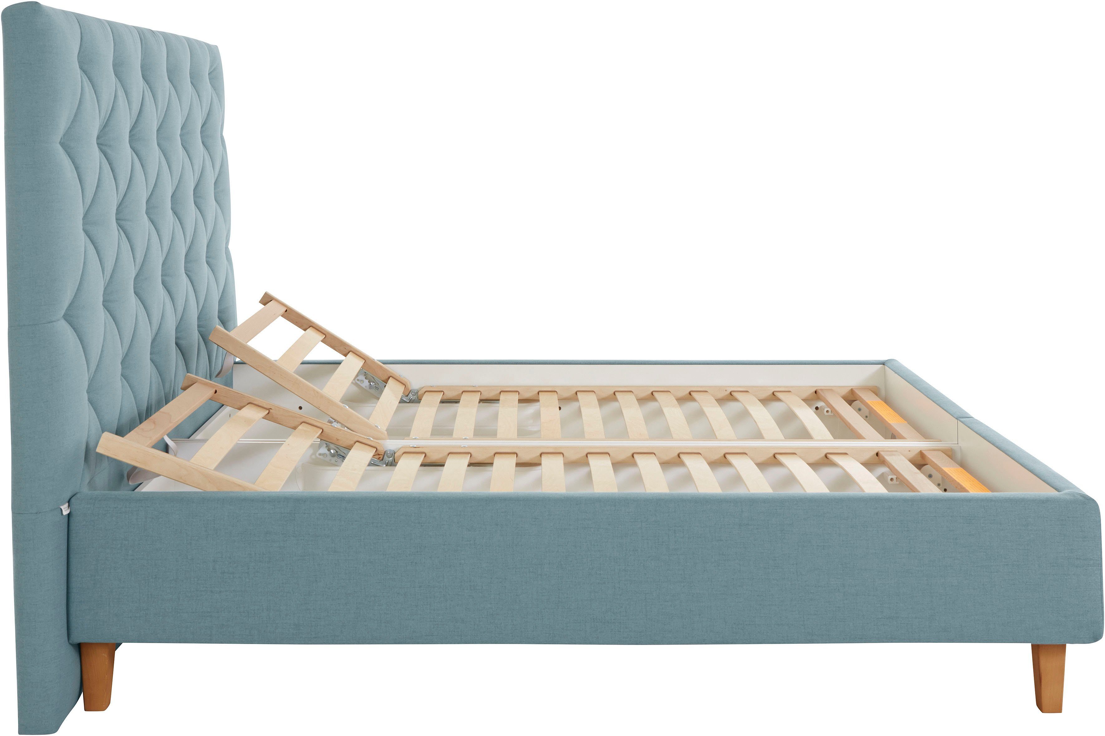 Guido Maria Kretschmer Home&Living Gestoffeerd bed Sunley 140 Kruisstiksel, hoofdbordhoogte 142 cm, zonder of met matras/lattenbodem