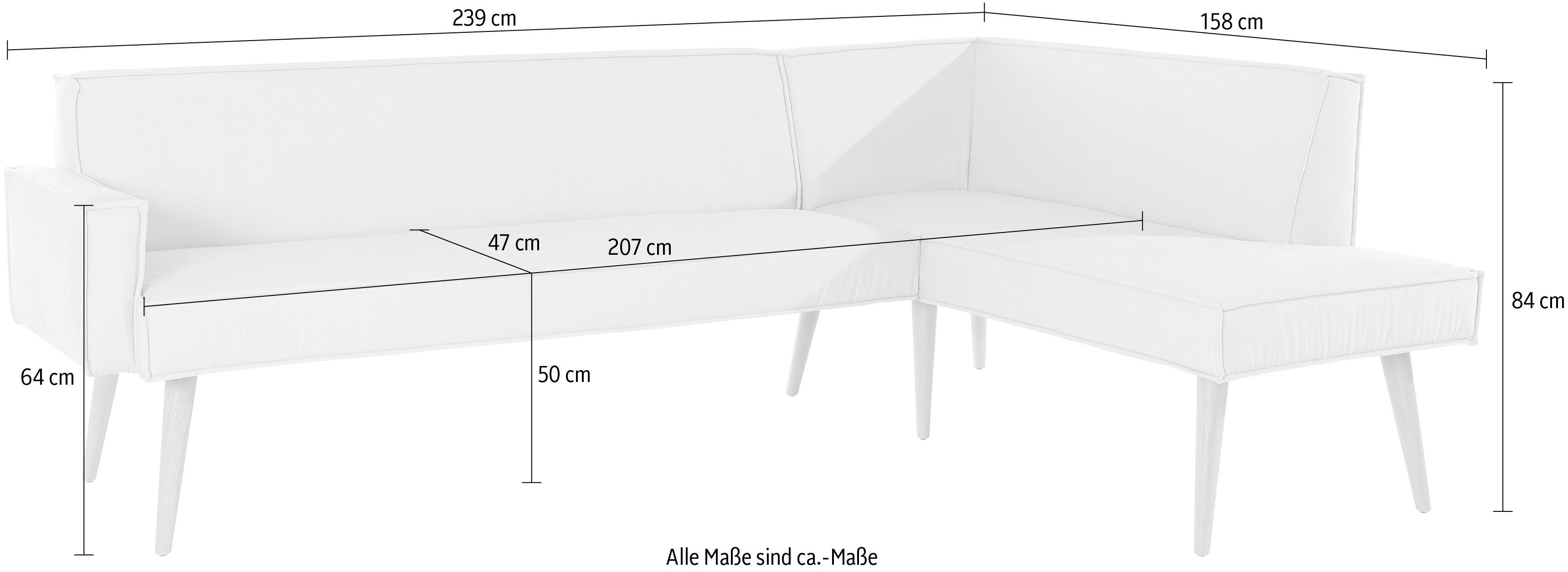 exxpo - sofa fashion Hoekbank Lungo, moderne paspelnaad, comfortabel en elegant, hoge houten voet