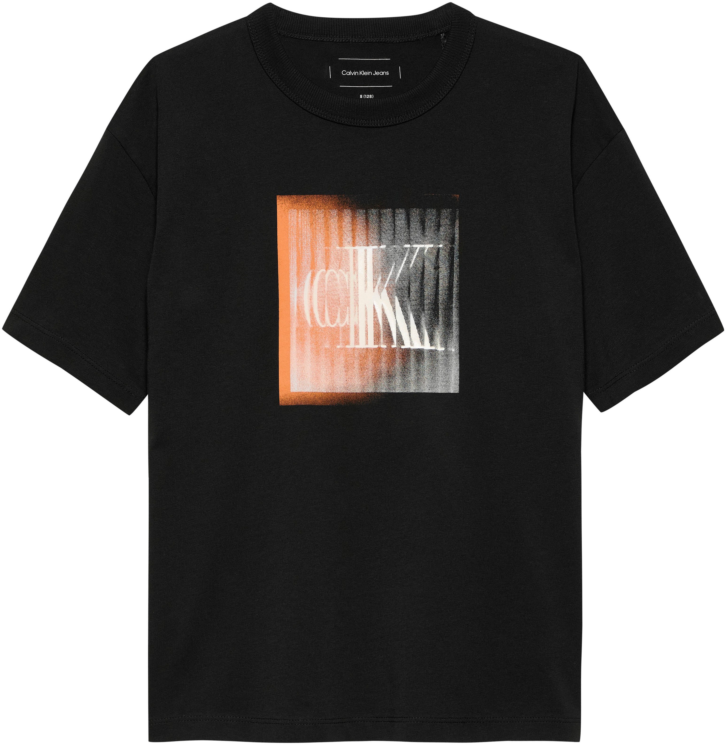 Calvin Klein Shirt met ronde hals LARGE SHIFTED CK SS T-SHIRT voor kinderen tot 16 jaar met logo-opdruk