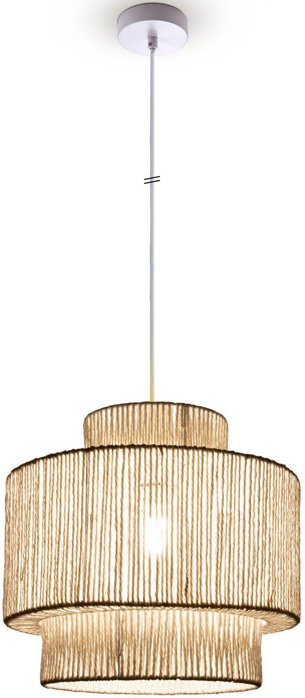Paco Home Hanglamp Hugo Lupita Woonkamer eetkamer rattan look Boho lampenkap papier