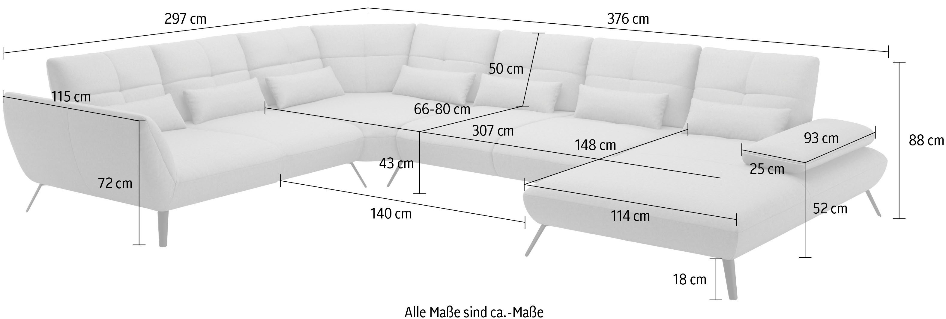 Places of Style Zithoek Mikado U-vorm incl. zitdiepteverstelling en armleuningverstelling