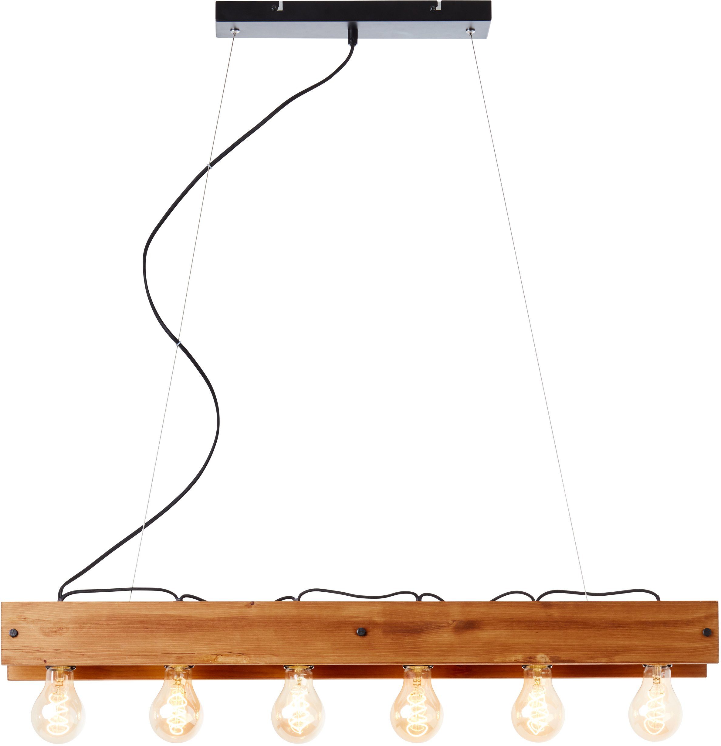 Brilliant Leuchten Hanglamp Calandra 150 cm hoogte, 90 cm breedte, 6 x e27, metaal/hout, zwart/hout (1 stuk)