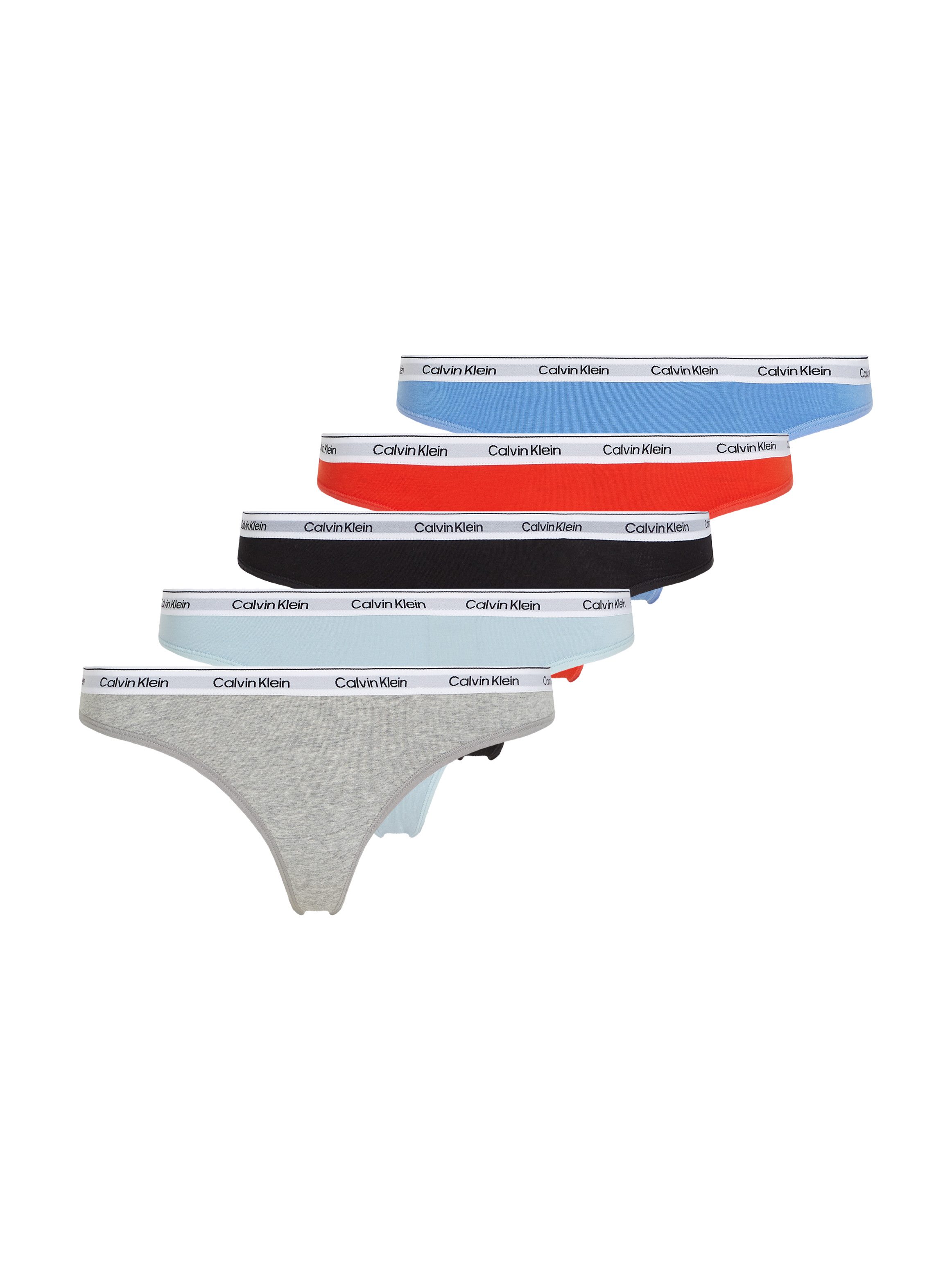 Calvin Klein String 5 PACK THONG (LOW-RISE) (5 stuks, Set van 5) dames strings maat S (36) multicolor