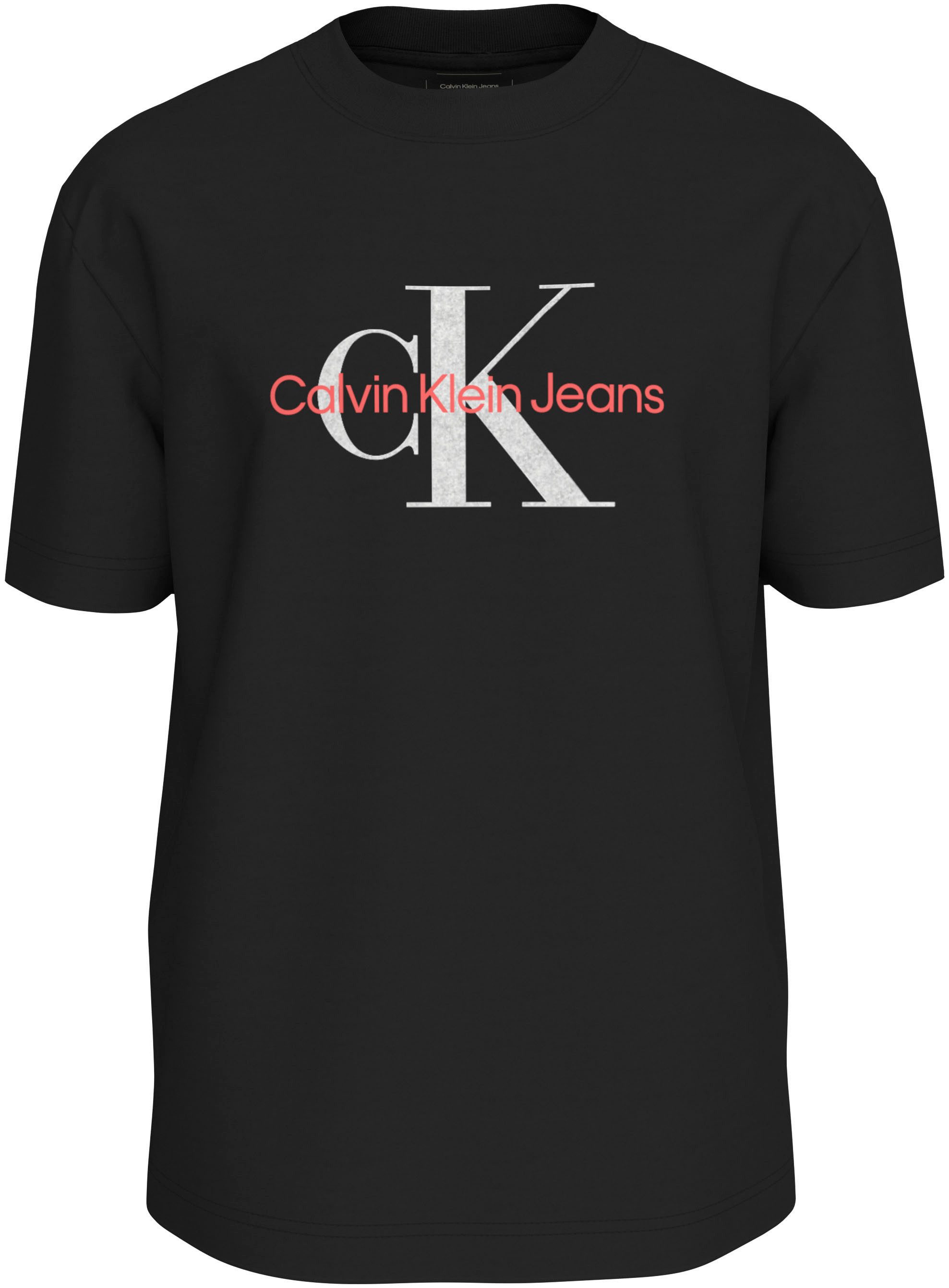 Calvin Klein Shirt met ronde hals TEXTURED MONOLOGO TEE