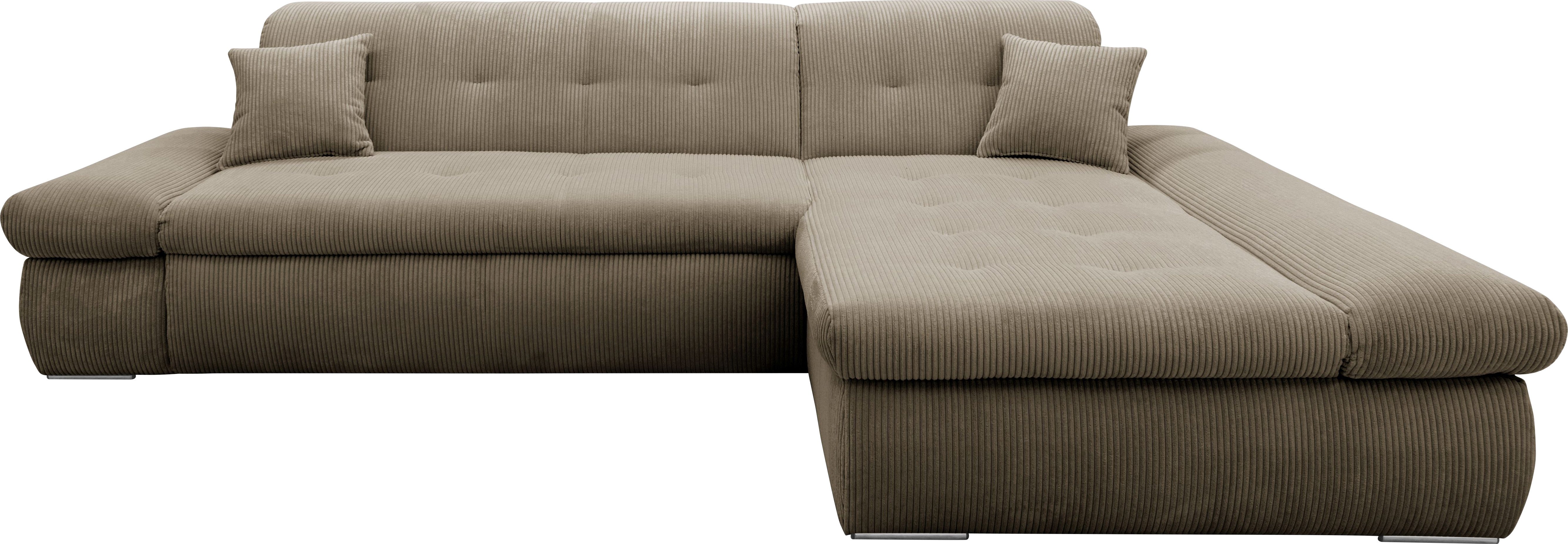 DOMO collection Hoekbank Moric Luxe - BxDxH 300x172x80 cm, XXL-formaat L-vorm, 140kg belasting/zitplaats, in cord, chenille, kunstleer