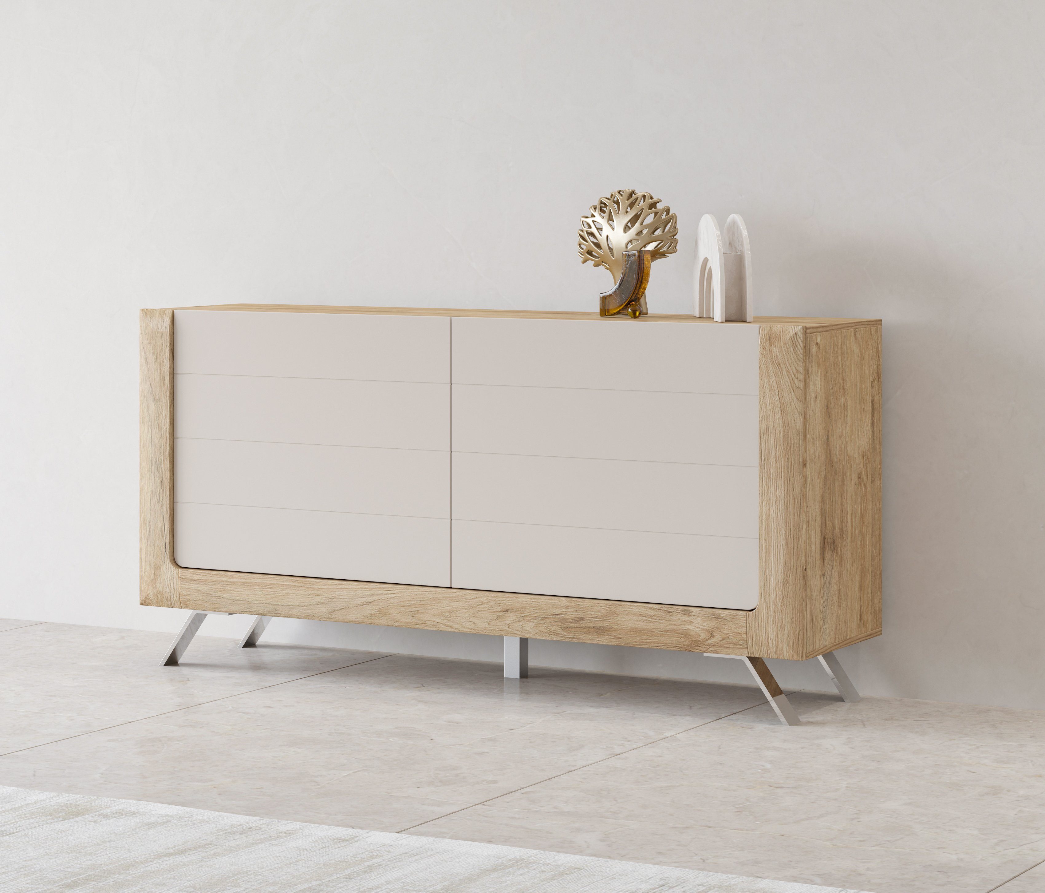 Leonique Dressoir Kasai Breedte 160,5 cm, met 2 deuren dressoirs beige