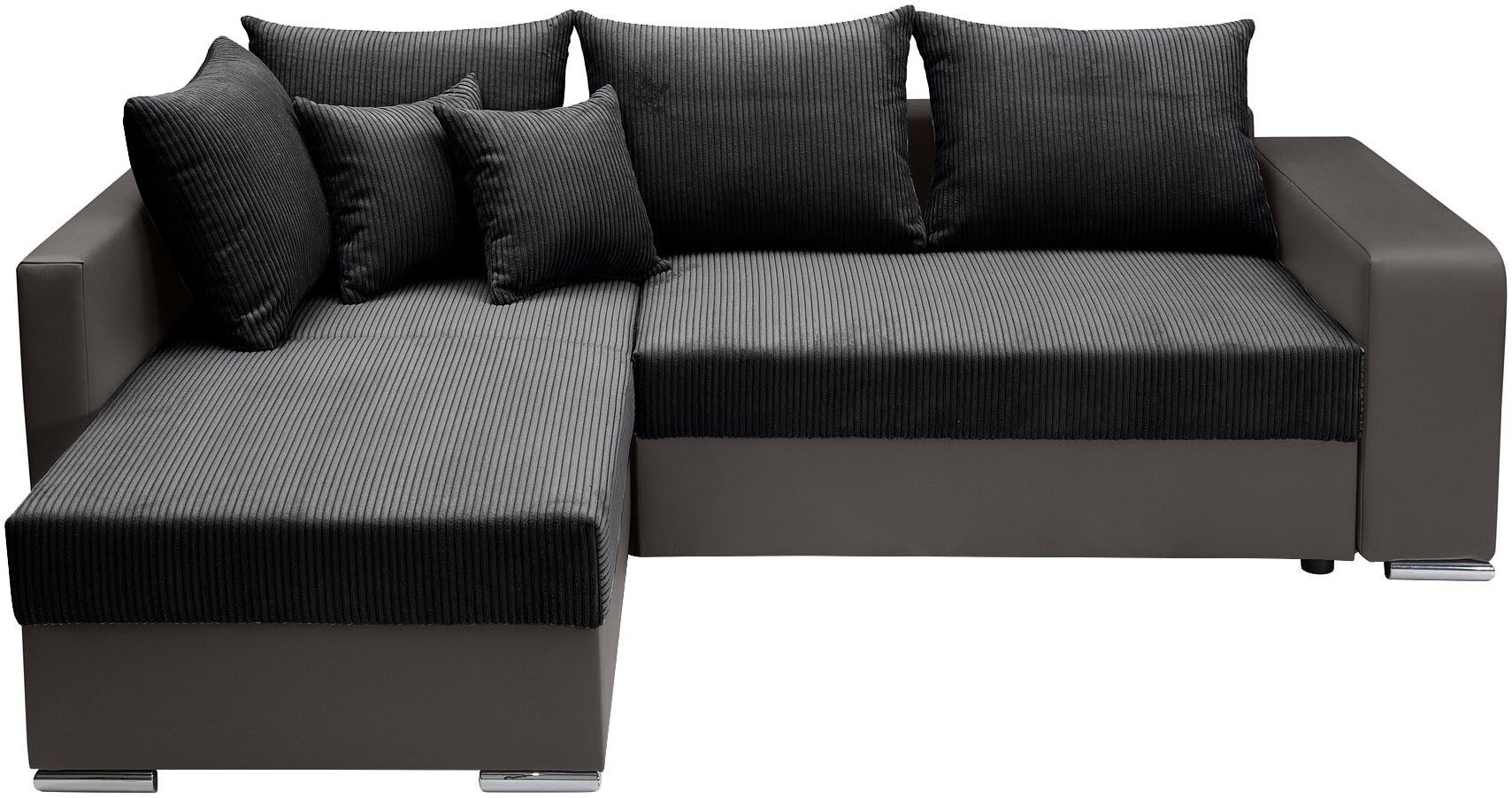 COLLECTION AB Hoekbank L-model Regalarmleuning met LED RGB verlichting, bedfunctie en bedbox
