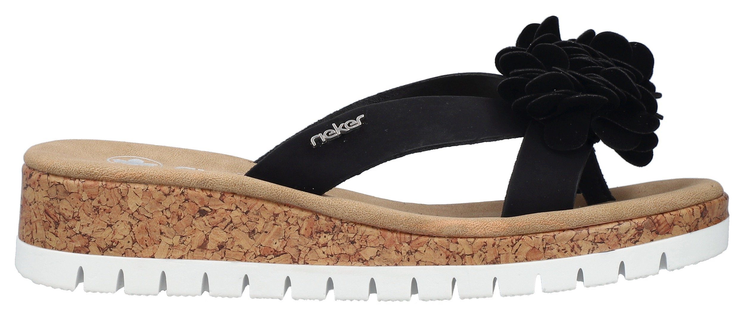 Rieker Slippers sleehak, zomerschoen, slippers met sleehak in kurk-look