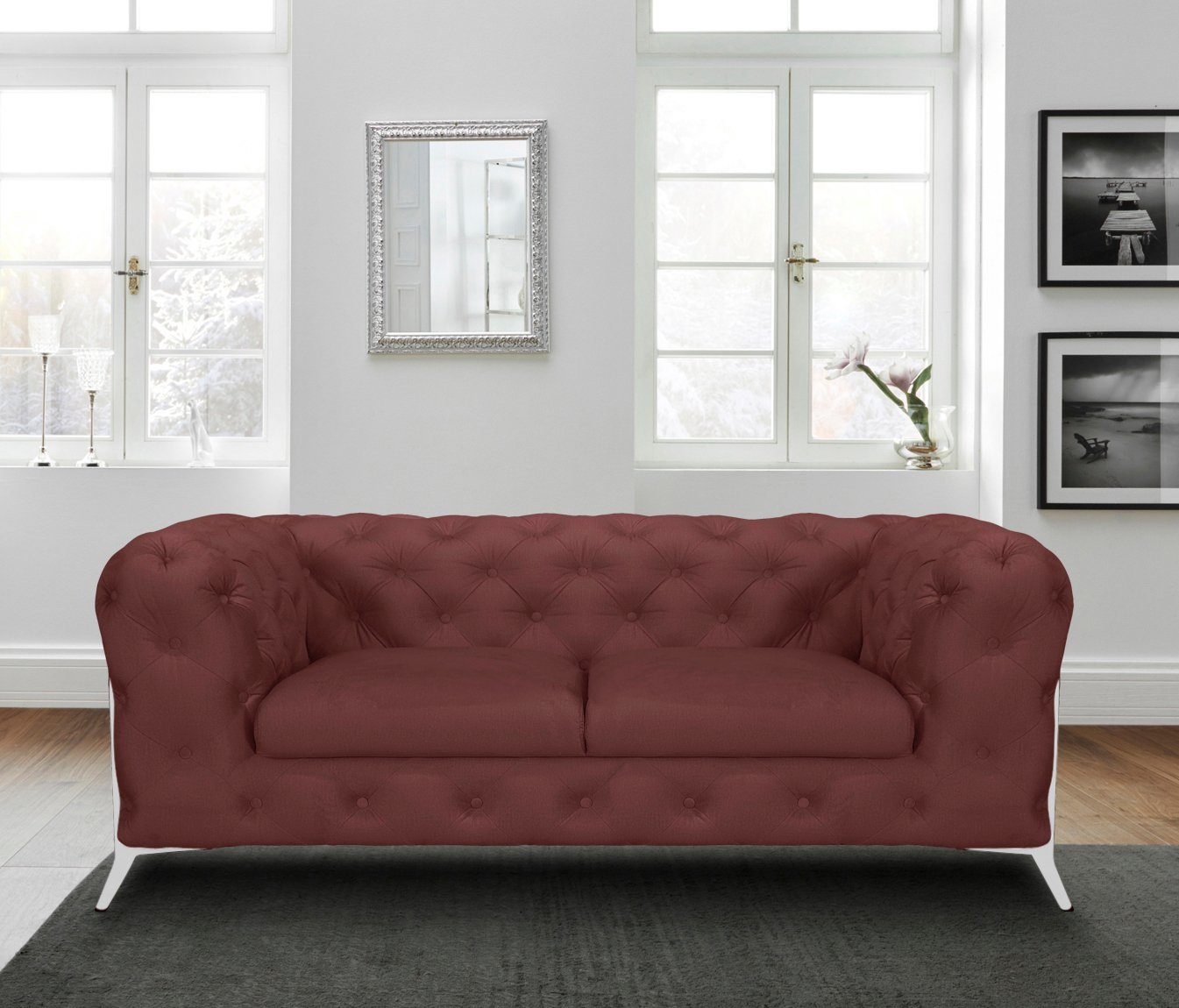 Leonique Chesterfield-bank Amaury luxueuze capitonnage, moderne chesterfield look, kleur van de poten ter keuze