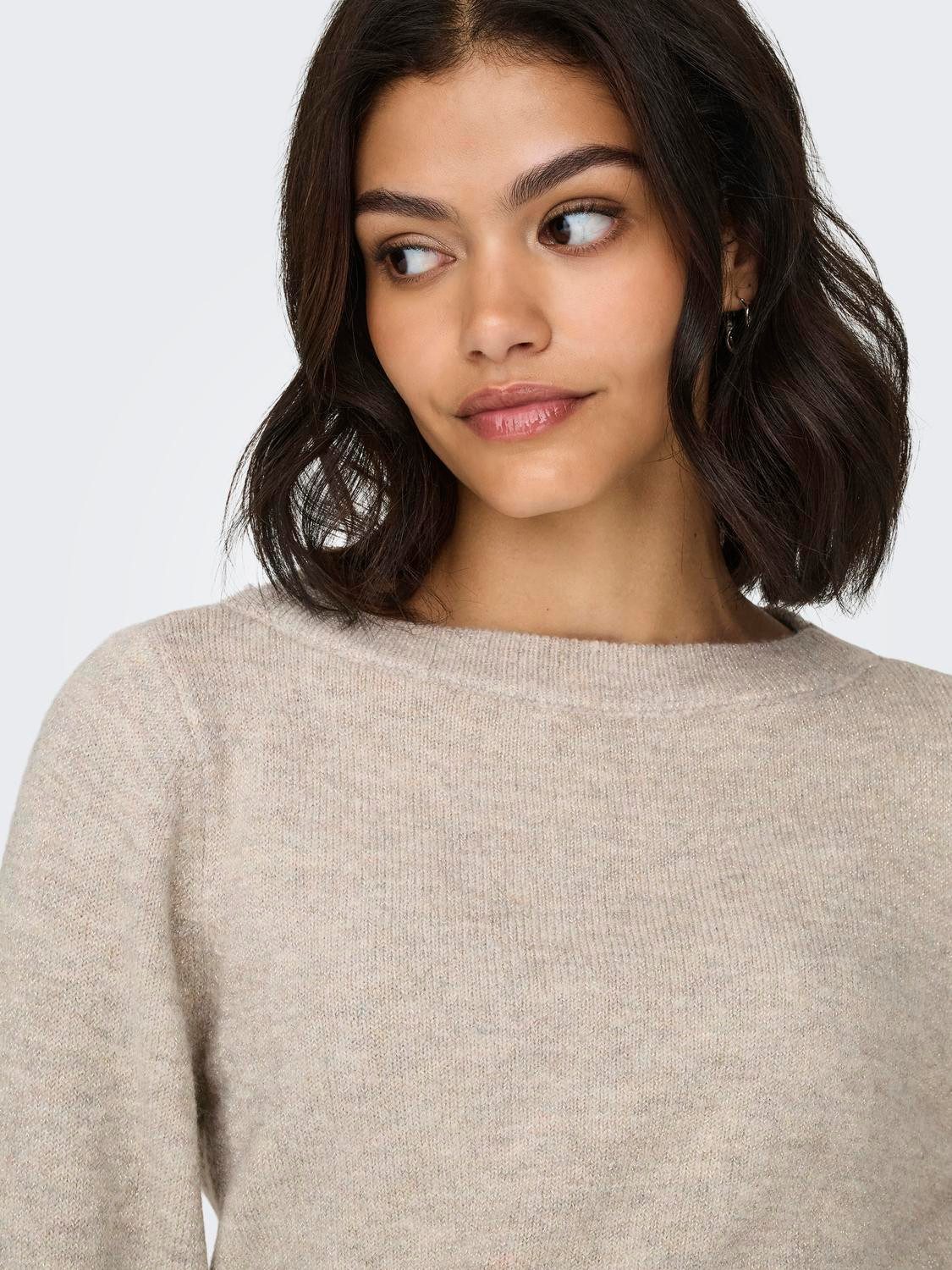 JDY Gebreide trui JDYRUE GLITTER L/S BOAT PULLOVE KNT NOOS